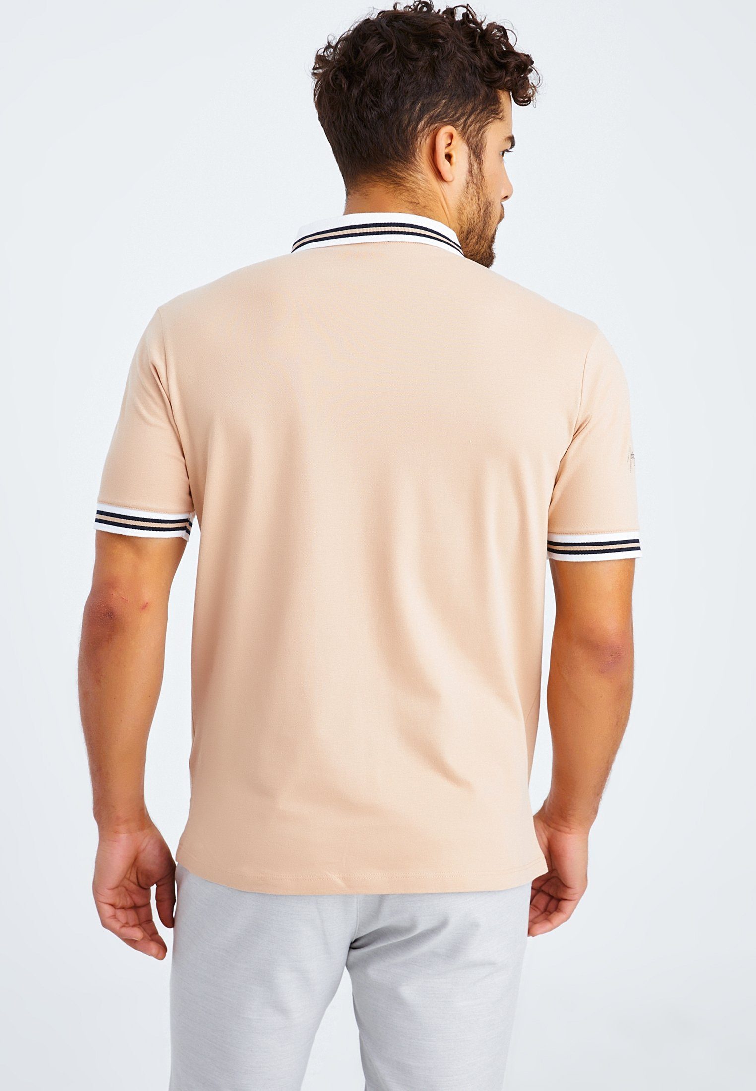 Leif Nelson T-Shirt T-Shirt Polo beige LN-55600 Herren
