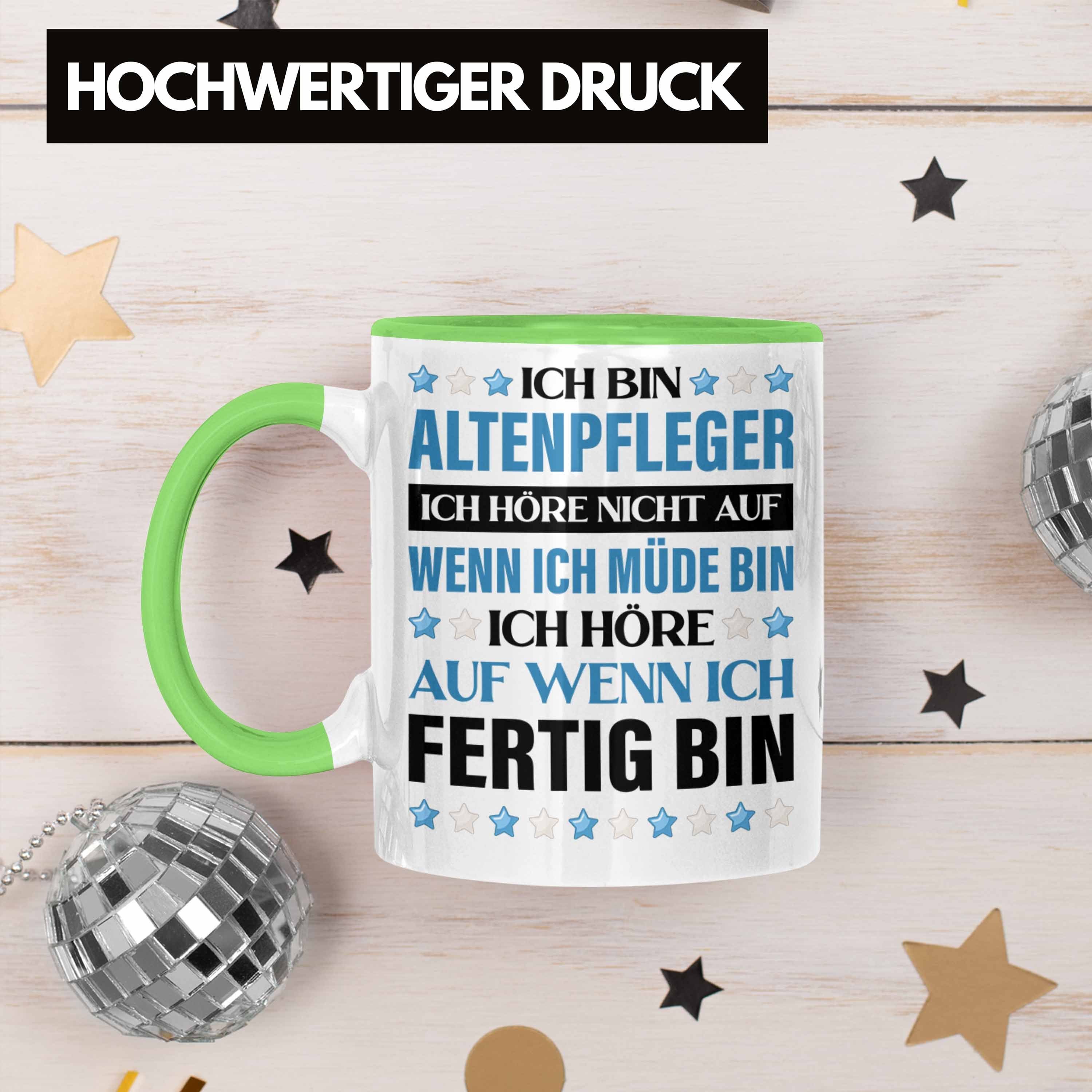 Geschenkidee Zubehör Altenpfleger Tasse Lustig Trendation Tasse Geschenke Pfleger - Kaffeetasse Grün Trendation
