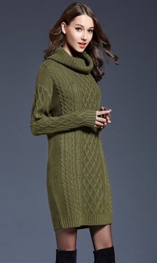 FIDDY Strickkleid Plus-Size-Pulloverkleid mit Rollkragen und lockerer Passform