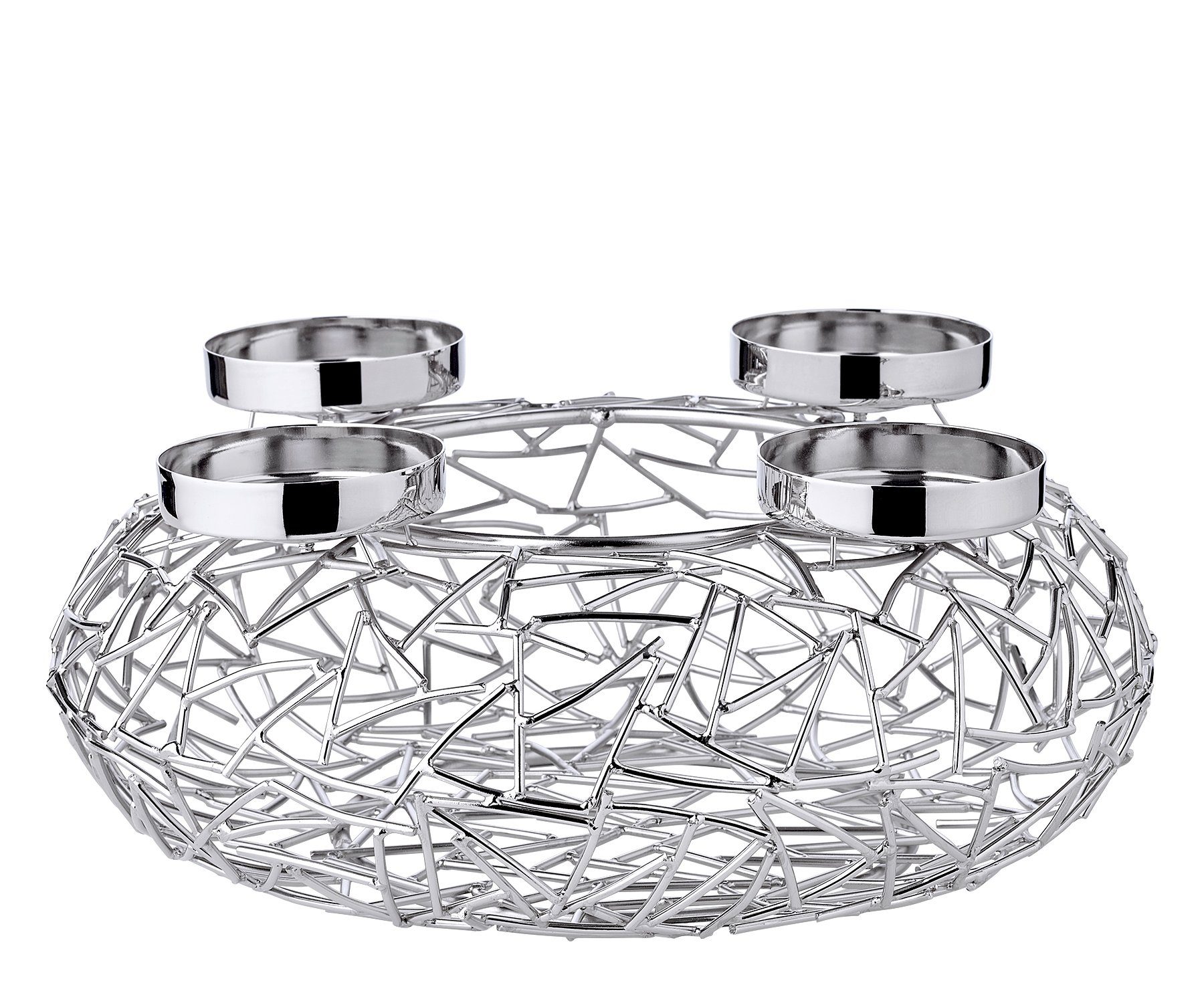 EDZARD Adventskranz Milano M, Silber-Optik, glänzend, vernickelt, Ø 28 cm