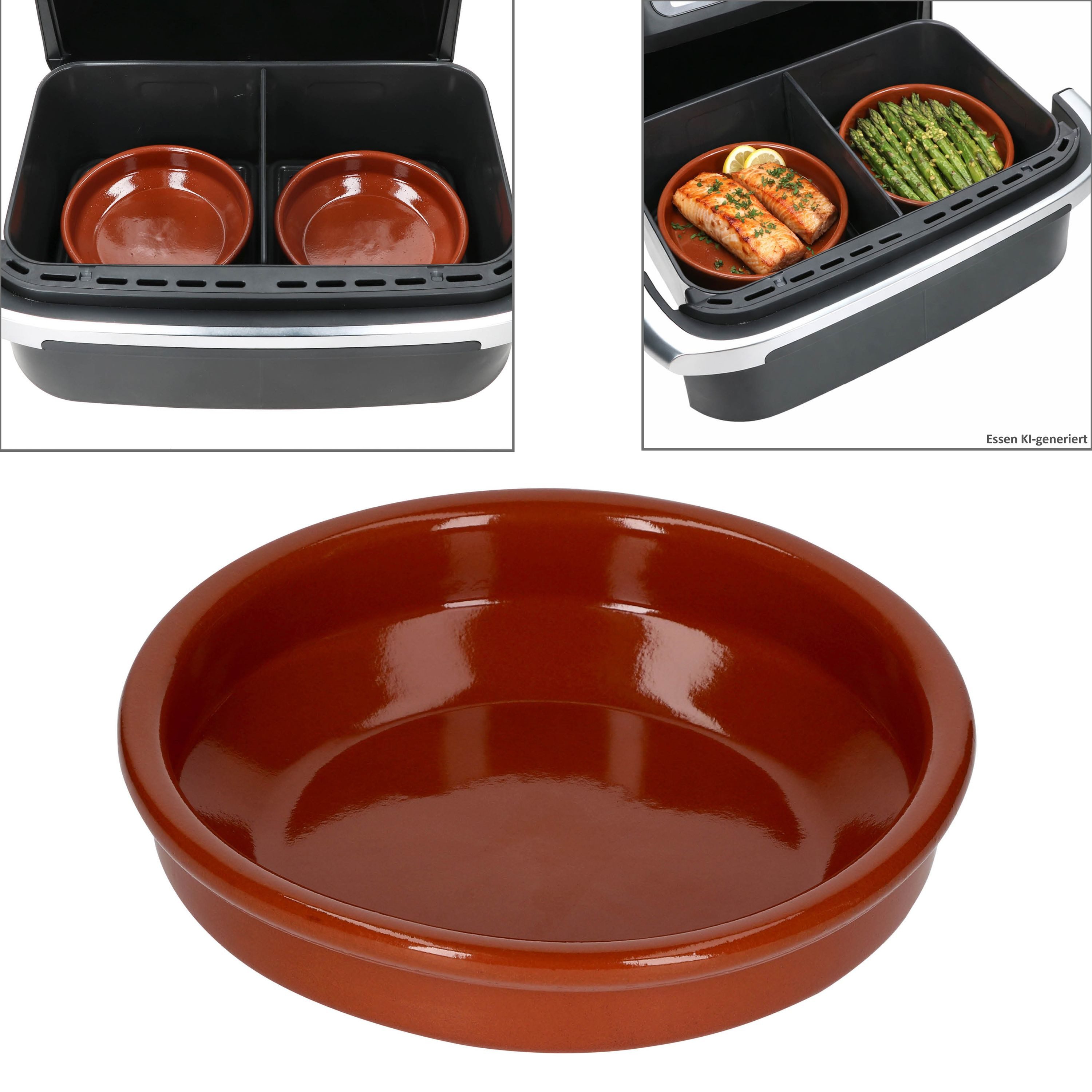 MamboCat Auflaufform MamboCat 6er Set Airfryer Tonschalen rund Ø16 cm 250ml Cazuela Tapas, Ton – Bild 4 von 5