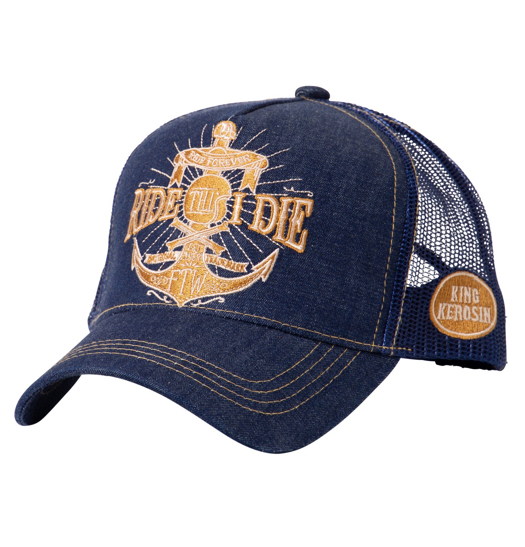 KingKerosin Trucker Cap Ride Till I Die (1-St) mit goldfarbener Stickerei