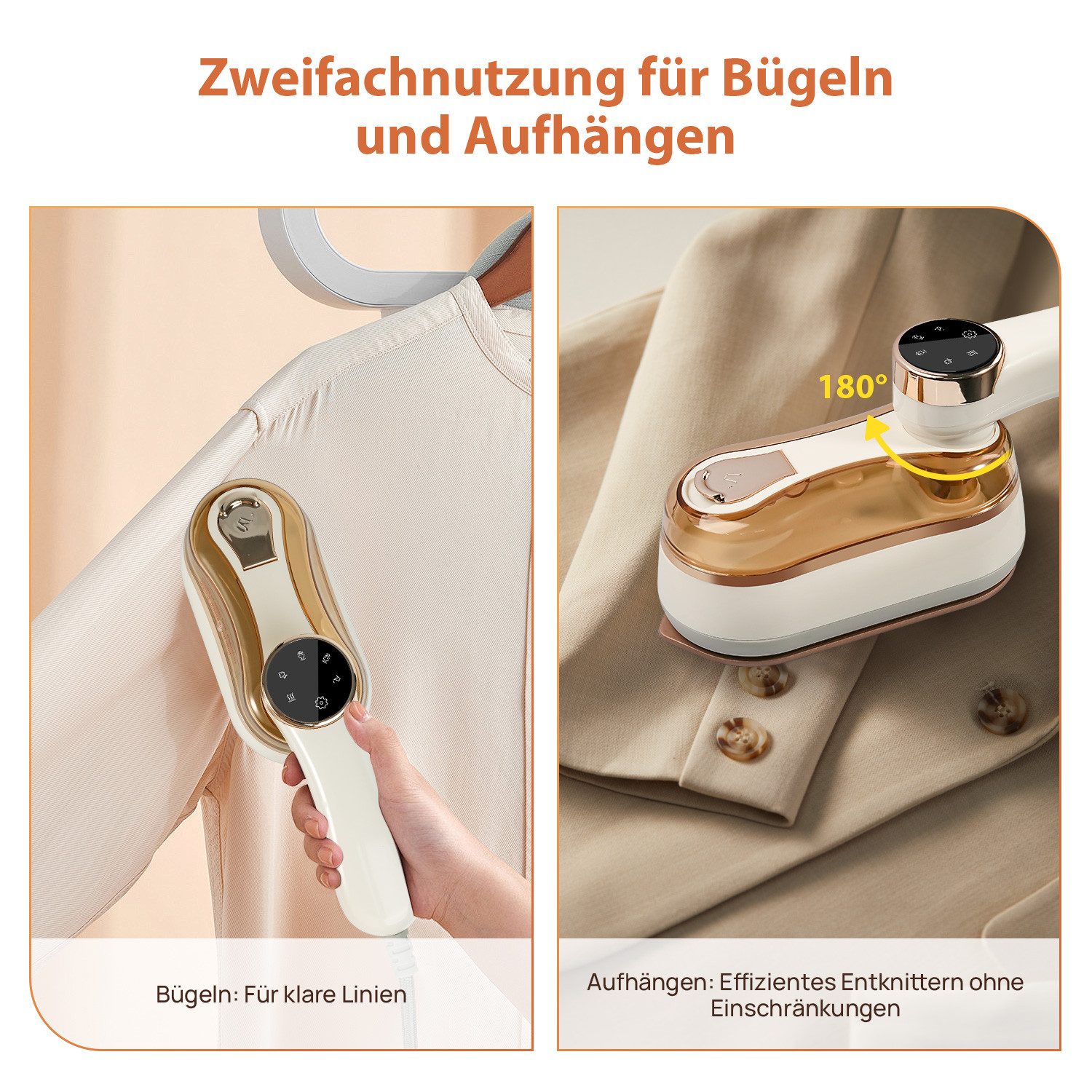 7MAGIC Dampfbügeleisen 2-IN-1 Dampfglätter,Handheld Steamer tragbares, 1200,00 W, Hand Dampfbürste 180ml Tank, – Bild 5 von 5