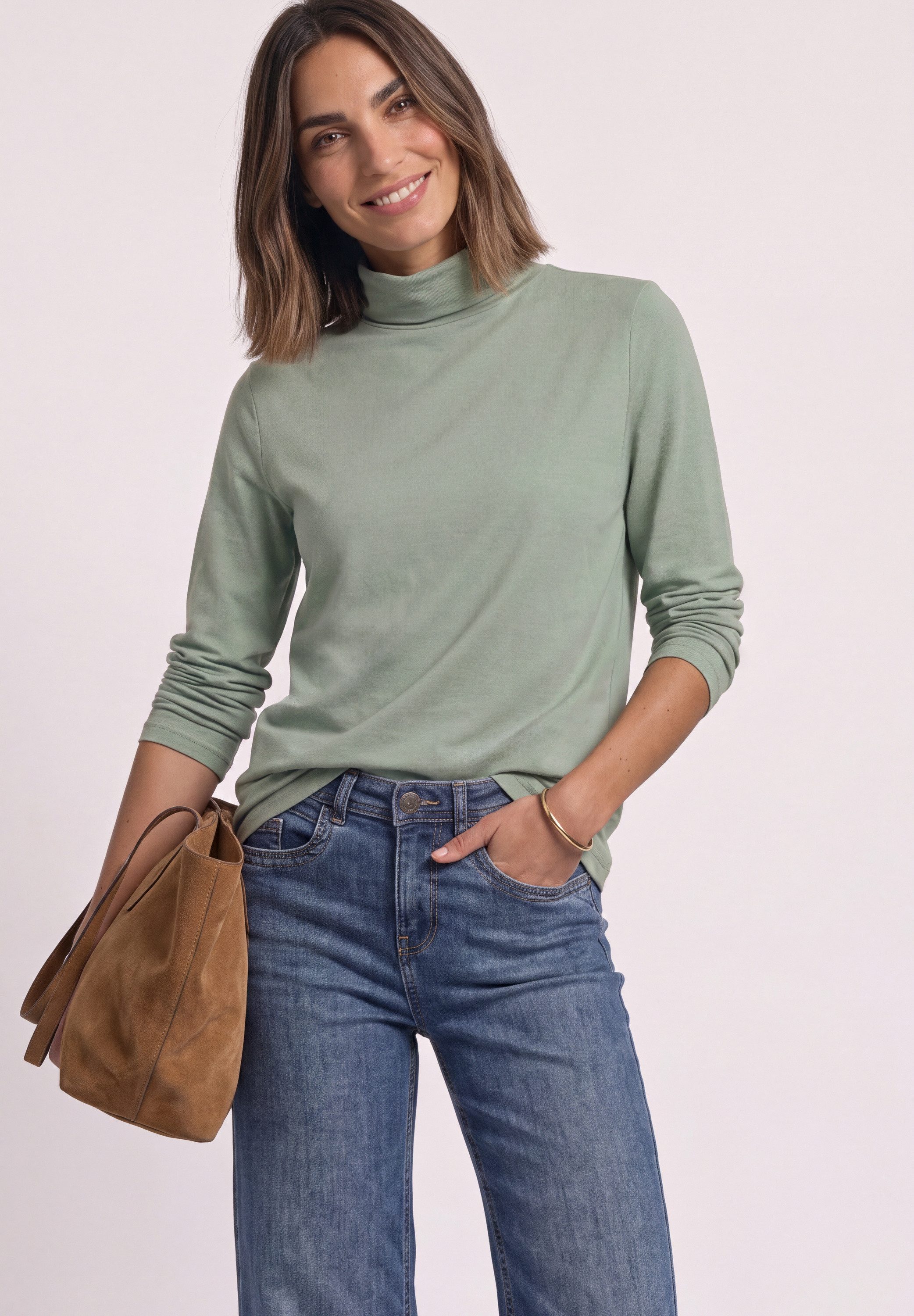 STREET ONE Langarmshirt in Unifarbe