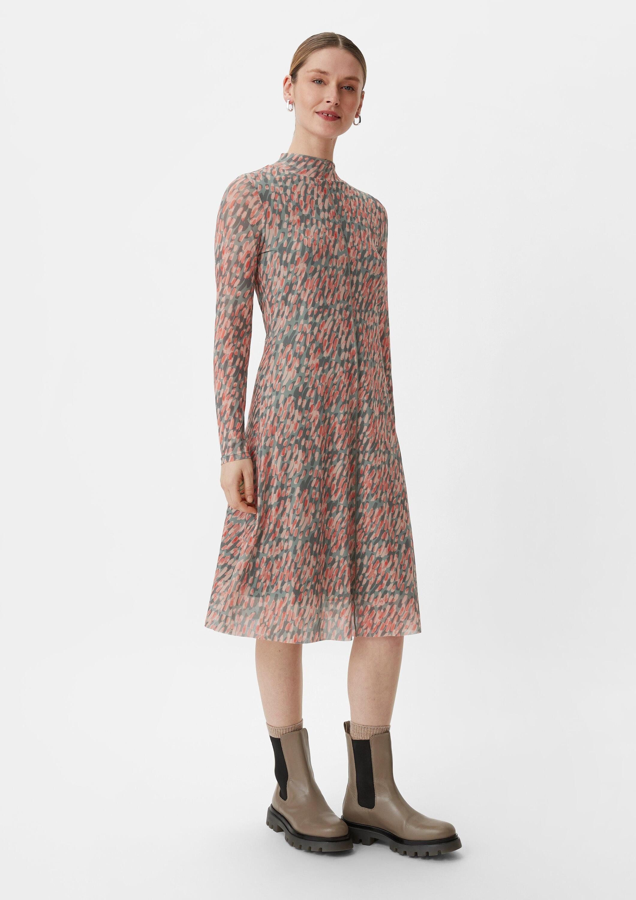 comma Minikleid Kleid Gemustertes Kleid aus Mesh