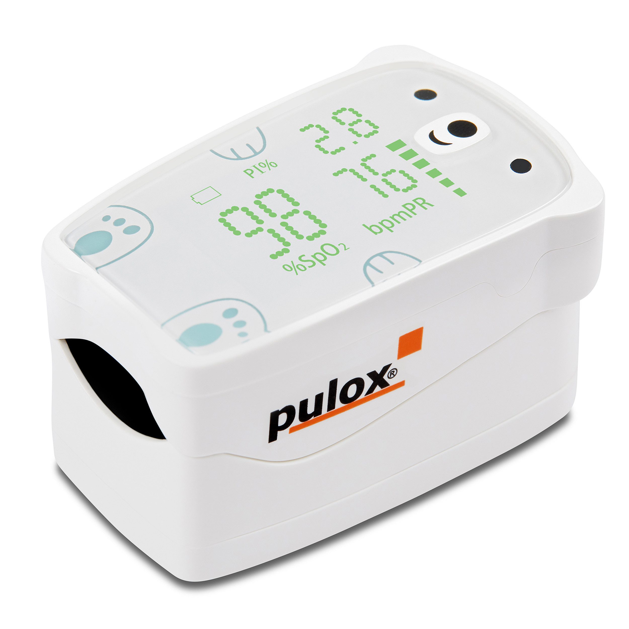pulox Pulsoximeter PO-235 - Fingeroximeter für Kinder mit Alarm - Weiß