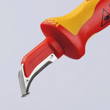 Knipex Abmantelungsmesser 98 55, mit Gleitschuh, isolierender Mehrkomponenten-Griff, VDE-geprüft 180 mm