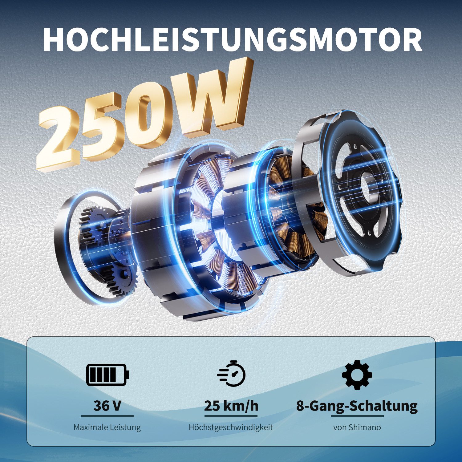 VECOCRAFT E-Bike Cityrad Cityrad Trekkingrad GAEA Elektrofahrrad 36V13Ah Akku bis 100km Pedelec, 8 Gang, Heckmotor, 468 Wh, (E-Cityrad), Mountainbike,Doppelscheibenbremse, für Damen u. Herren