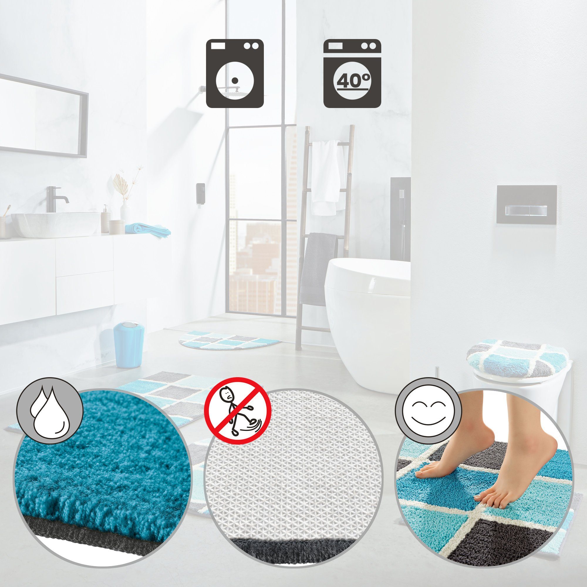 REDBEST Badematte WC-Vorlage "Los Angeles", Höhe günstig online kaufen