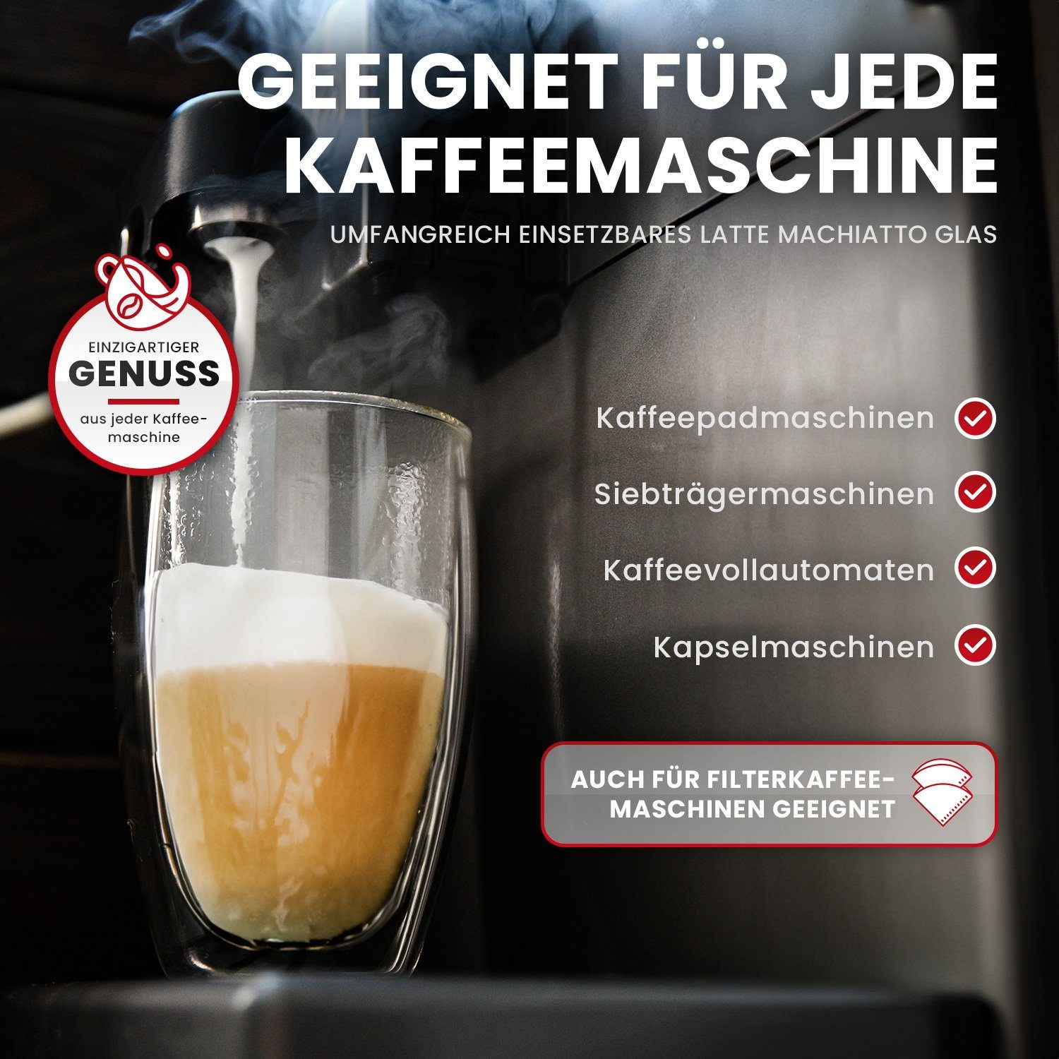 GENTOR Gläser-Set GENTOR Glas Set Longdrinkglas 2er Set Wasserglas Saftglas Kristallglas, 2-teilige Latte Macchiatto Doppelwand Glas 450ml
