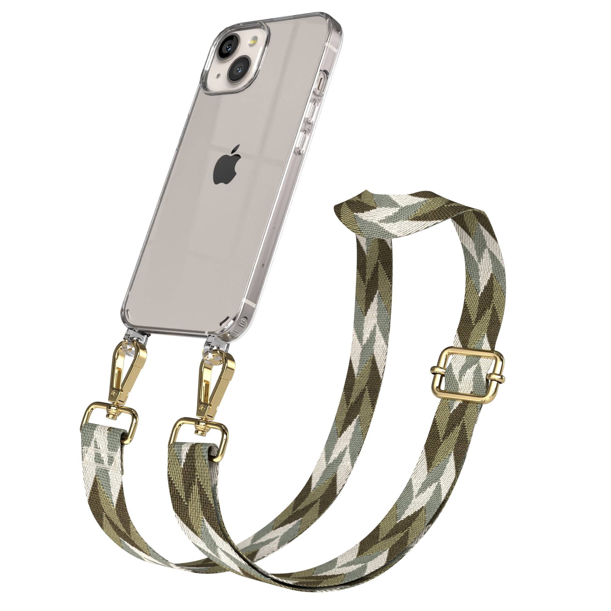 EAZY CASE Handykette Umhängeband für Apple iPhone 13 6,1 Zoll, Handyhülle zum Umhängen mit Band Mix Grün