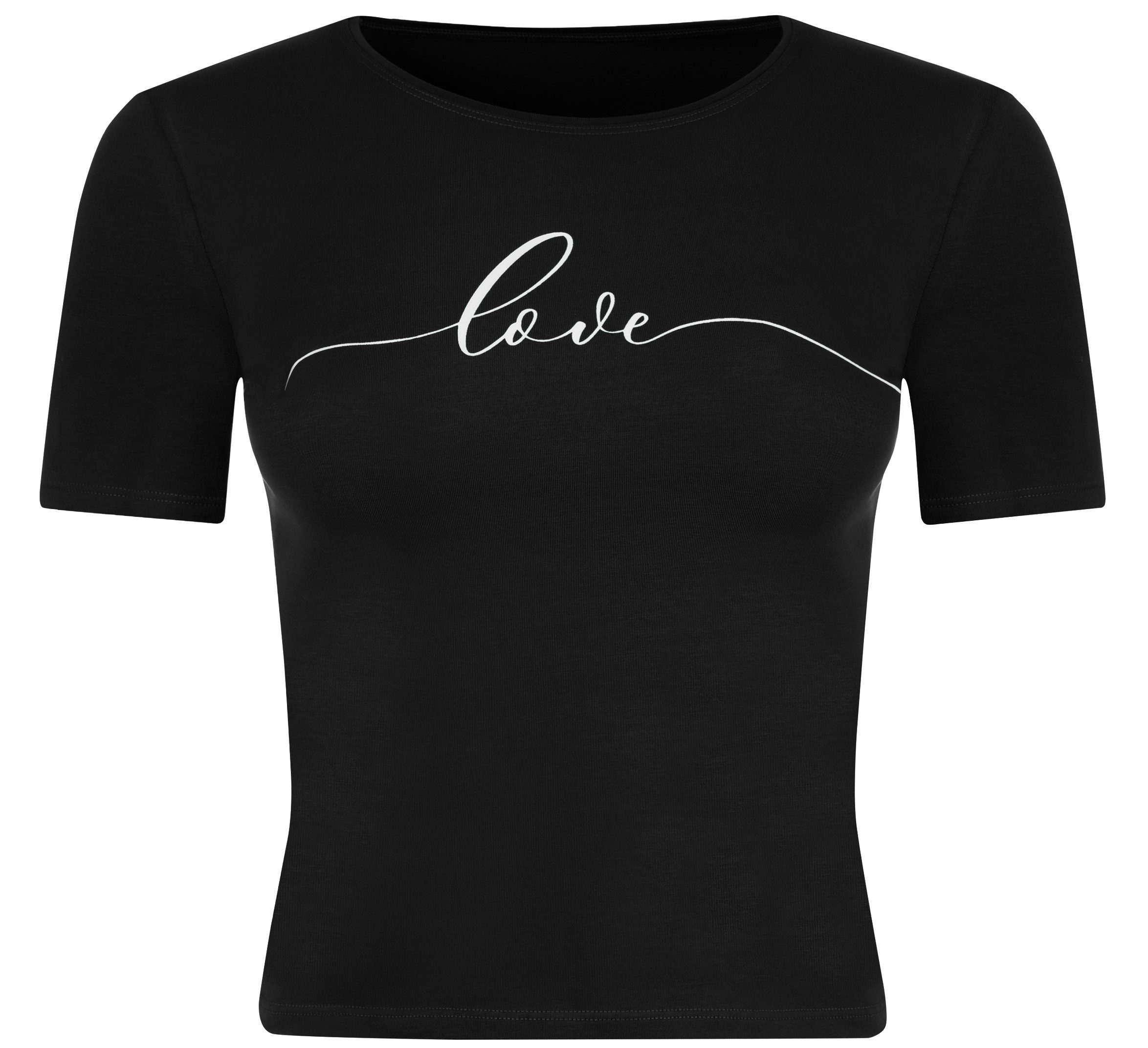 Evoni T-Shirt Damen kurzes Kurzarmshirt aus weichem Baumwollstoff mit Frontdruck
