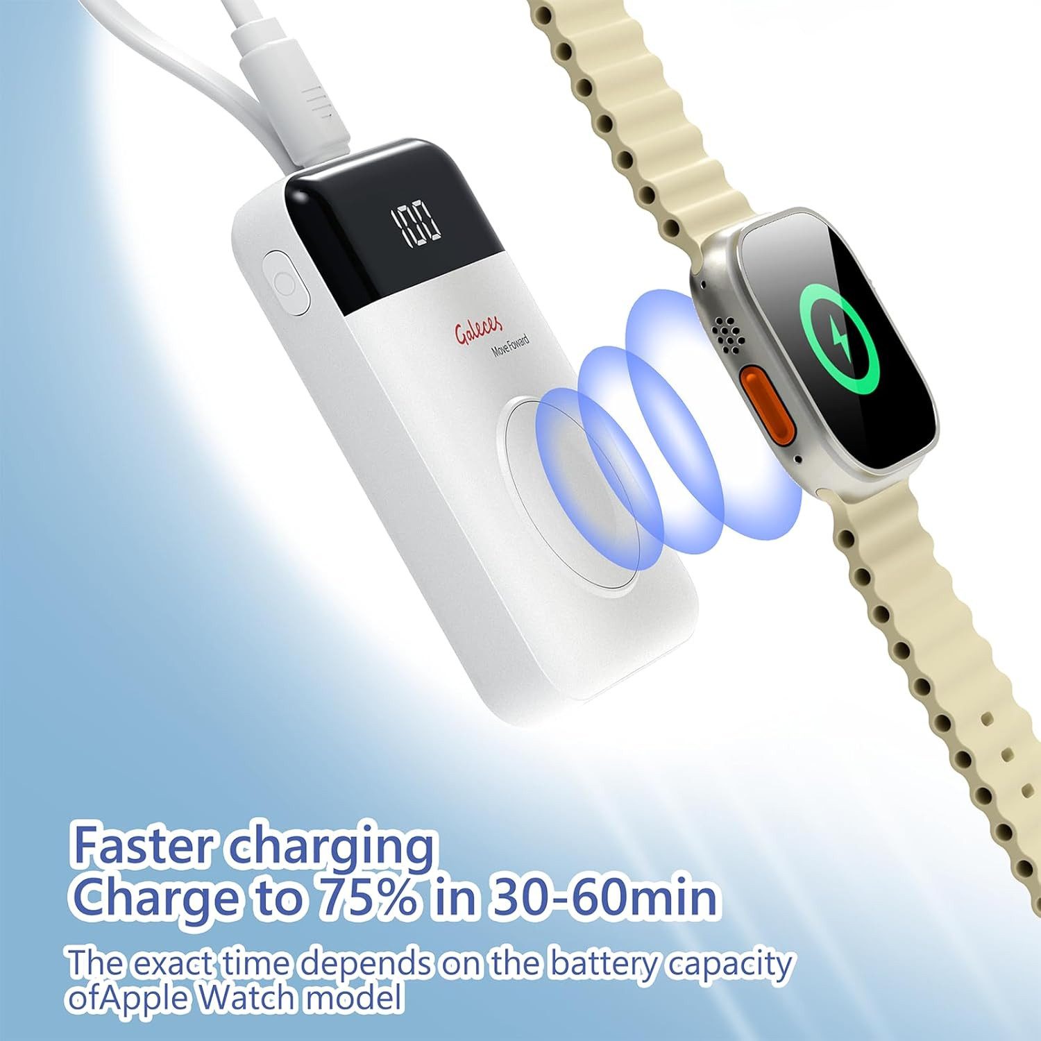Galeces Mini Powerbank 3000mAh Wireless USB C magnetisch kompakt LED Anzeige Powerbank Mini Powerbank 3000 mAh (5 V), Magnetisch Wireless LED Anzeige USB C komp – Bild 5 von 5