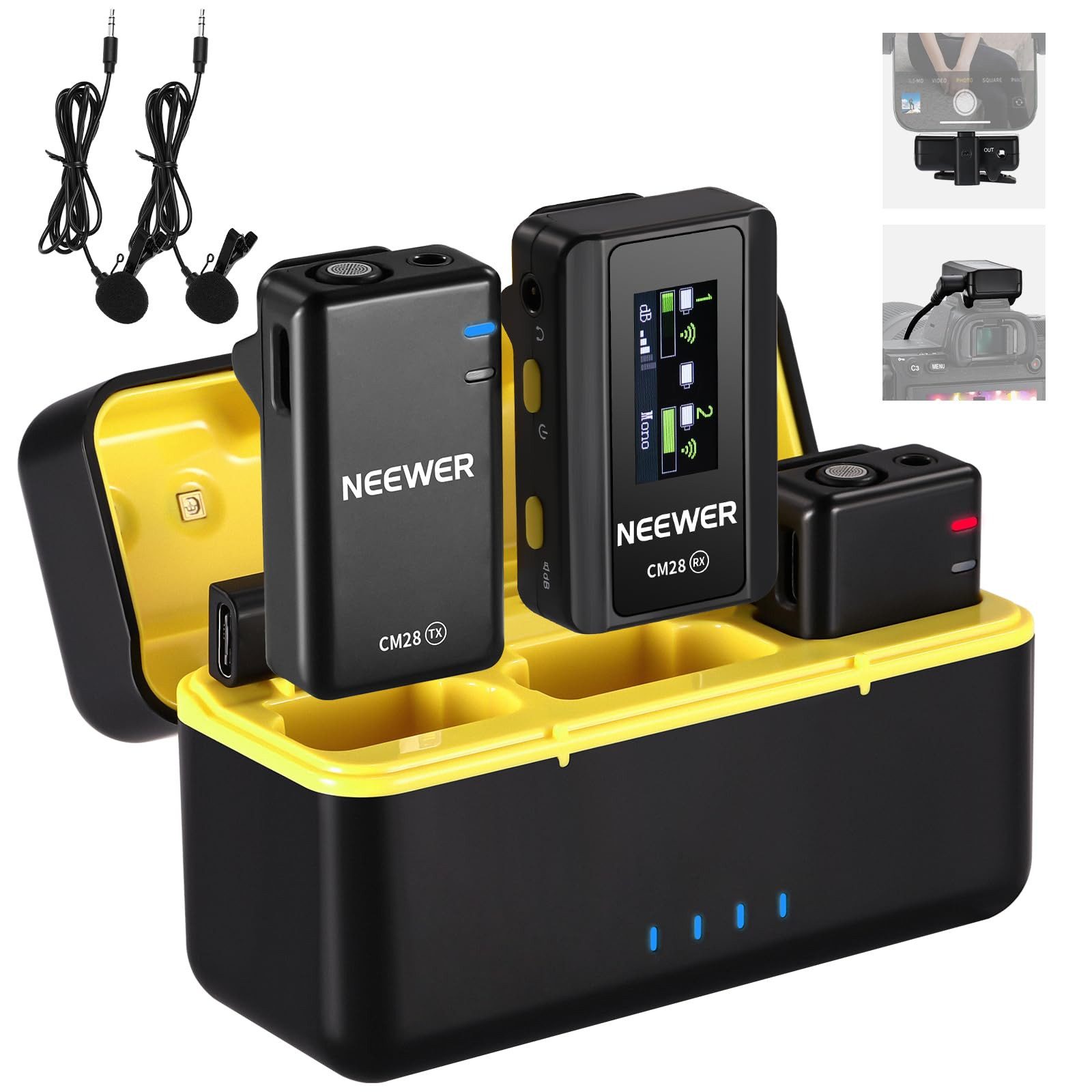 Neewer Mikrofon CM28 Pro Lavalier Mikrofon, kabellos, 9h Laufzeit, für iPhone/PC (Packung), Rauschunterdrückung