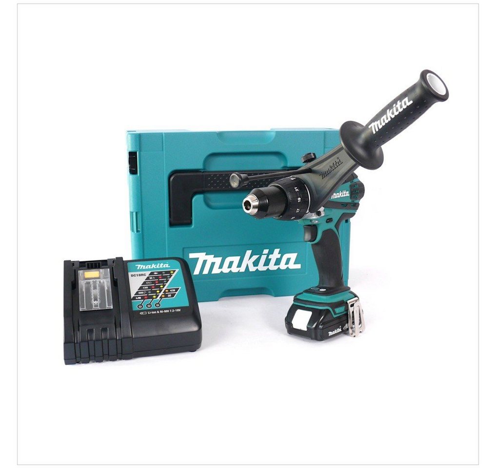 Thumbnail - Makita Schlagbohrmaschine DHP 458 RA1J Akku Schlagbohrschrauber 18 V 91 Nm + 1x Akku 2,0 Ah + L