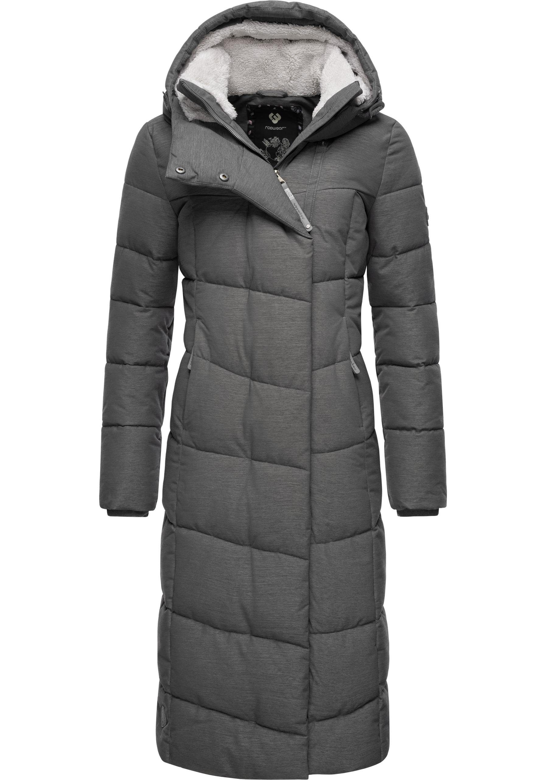 Ragwear Wintermantel Pavla Long extralanger Winterparka mit Teddyfutter und Kapuze