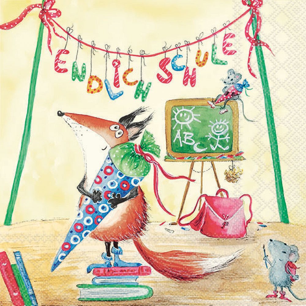 Ambiente® Papierserviette Endlich Schule, (20 St), 33x33cm