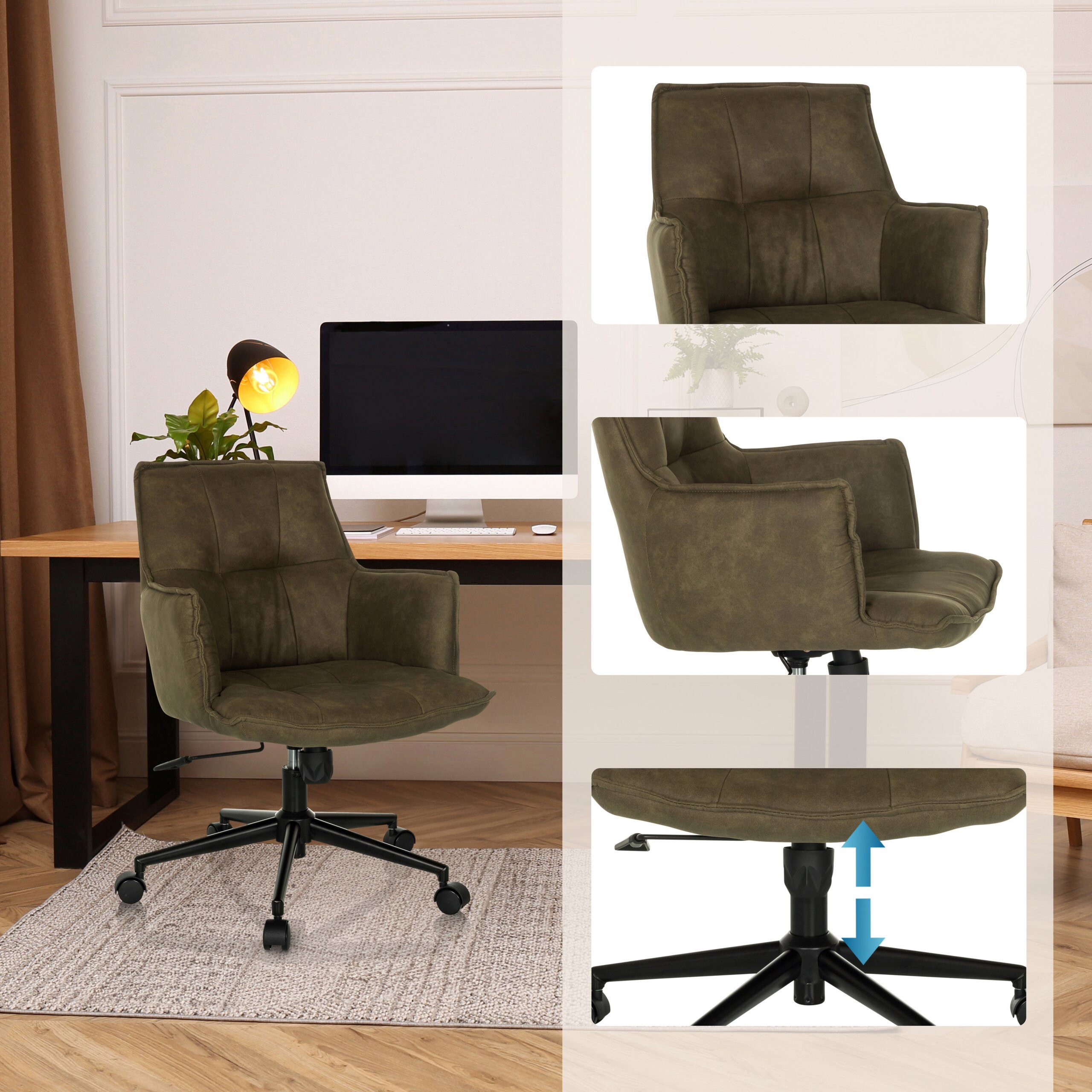 hjh LIVING Drehstuhl Home Office Bürostuhl Solao Life Stoff (1 St), Schreibtischsessel, Drehbarer Schreibtischstuhl