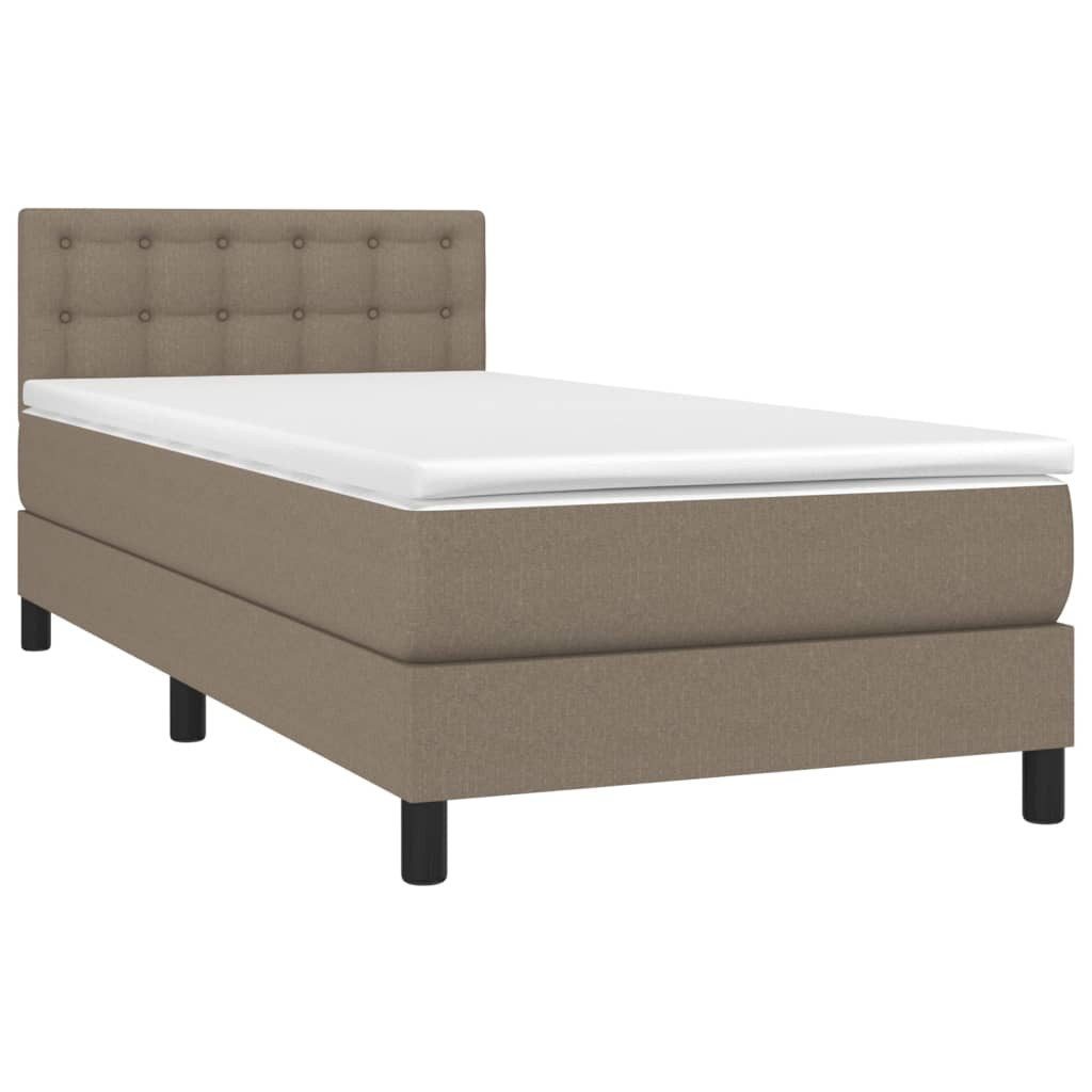 vidaXL Boxspringbett, Boxbett mit Matratze Taupe 90x200 cm Stoff