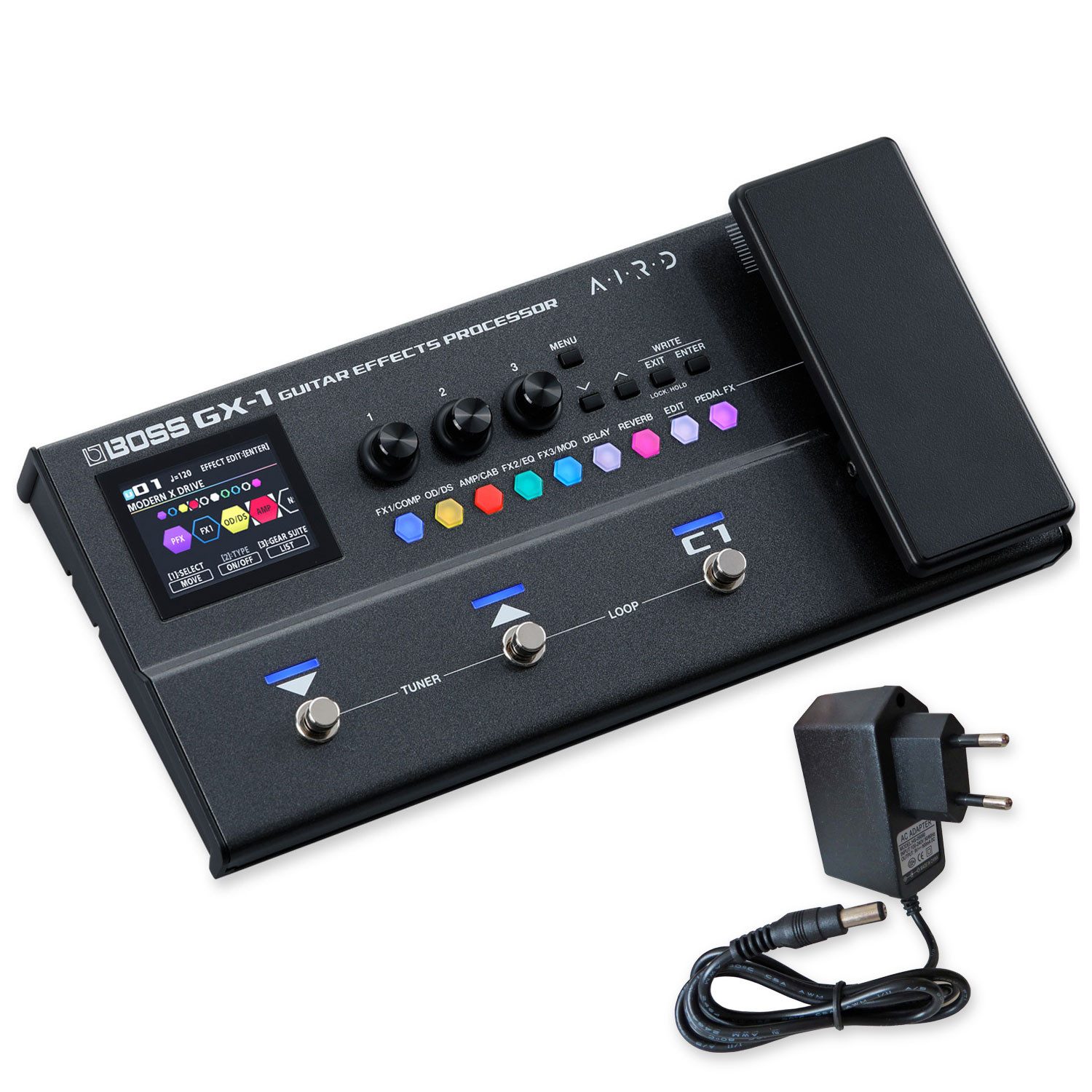Boss by Roland E-Gitarre Boss Effektgerät GX-1 Multieffekt-Pedal für Gitarre mit Netzteil, Effektgerät, E-Gitarre, Effektgerät, Vorteils-Set mit Netzteil