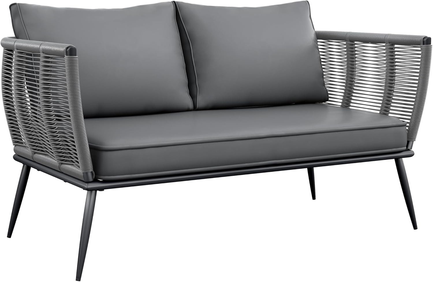 TLGREEN Gartenbank Polyrattan 2-Sitzer Sofa, Wetterfestes Garten- & Balkonmöbel (Outdoor Lounge Sofa mit Abnehmbaren Kissen, Robustes PE-Rattan), Geeignet für Terrasse Wintergarten Innenbereich