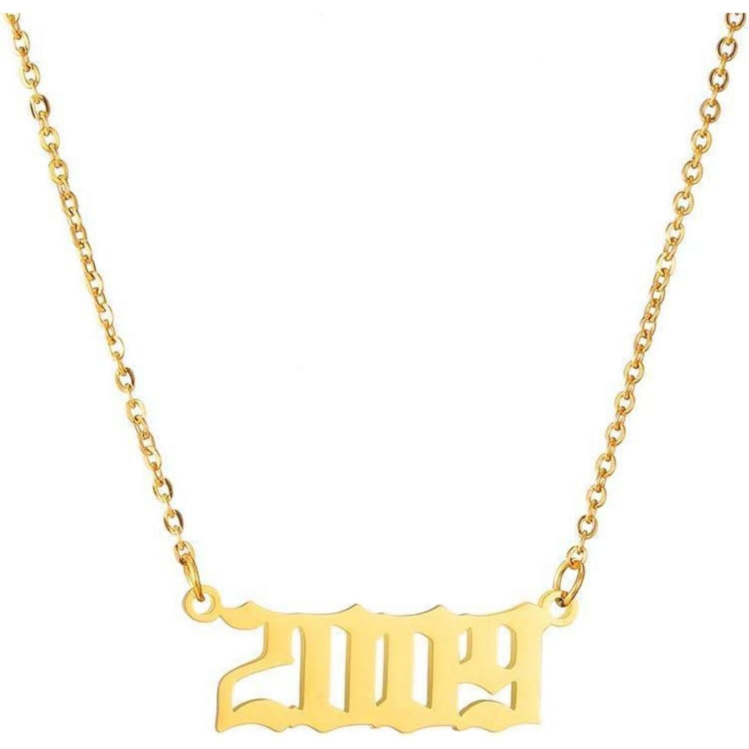 LuxusKollektion Kette und Anhänger Set Halskette Damen Edelstahl Geburtsjahr Nummeranhänger Gold 2014 Gold