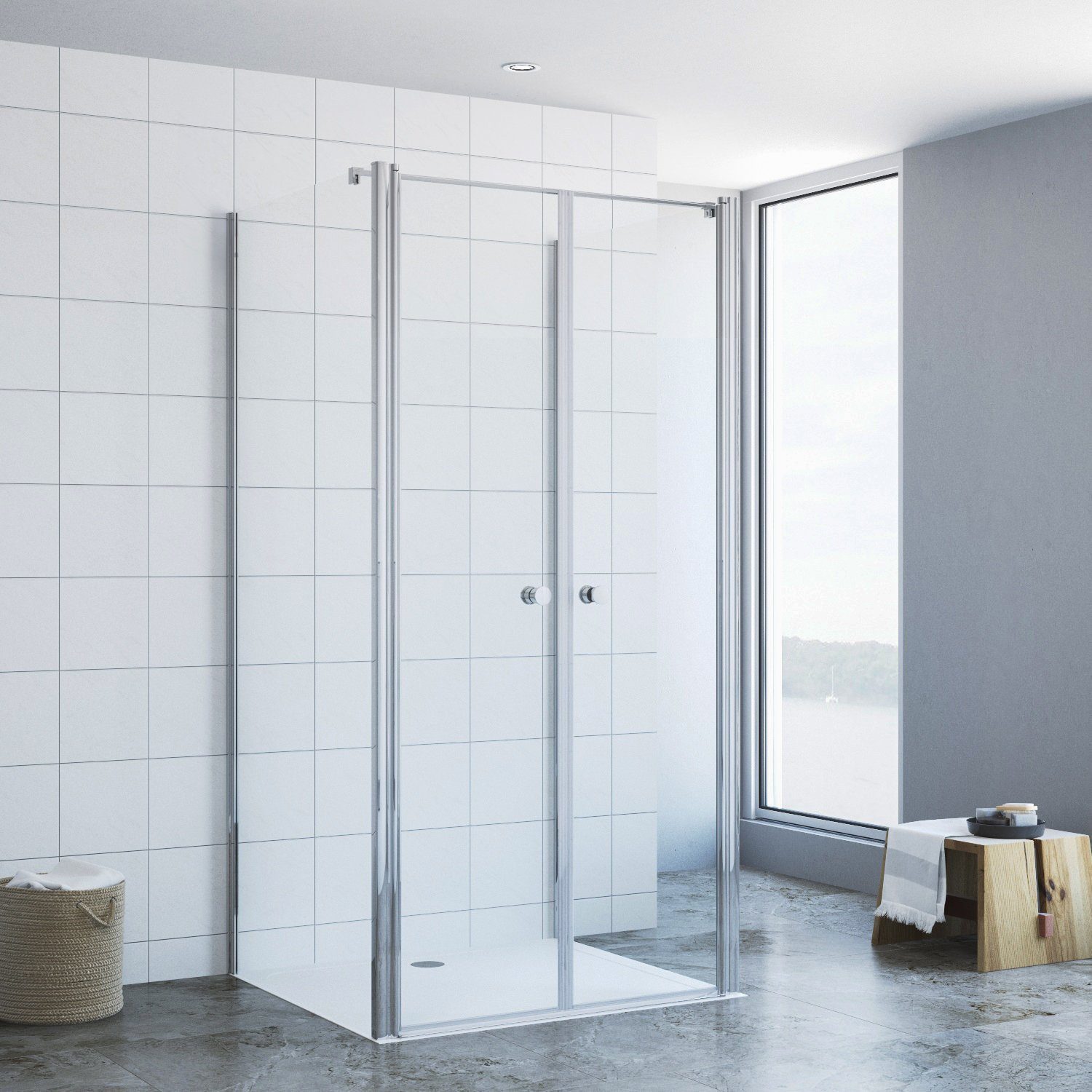 AQUALAVOS Komplettdusche Duschkabine Eckeinstieg U-Form Schwingtür Drehtür günstig online kaufen