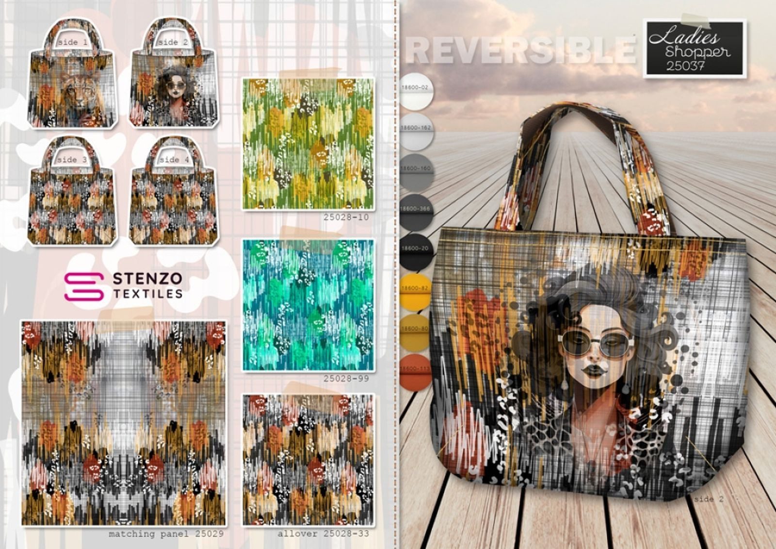 Stenzo Textiles Stoff DIY-Taschenpanel „In Sync“, 155 x 150 cm