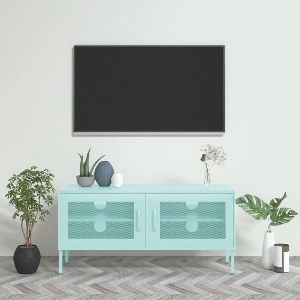 vidaXL TV-Schrank TV-Schrank Minzgrün 105x35x50 cm Stahl Lowboard günstig online kaufen