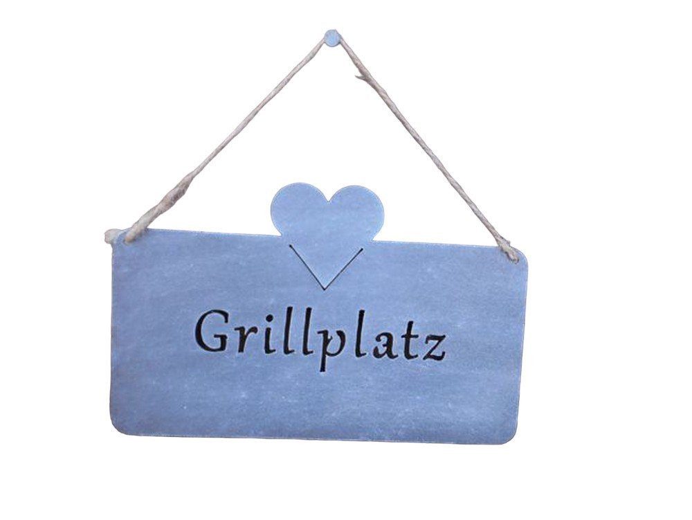Deko-Impression Dekohänger Dekoratives, stabiles Eisenschild GRILLPLATZ 25 x 16 cm grau Geschenk (1 St)