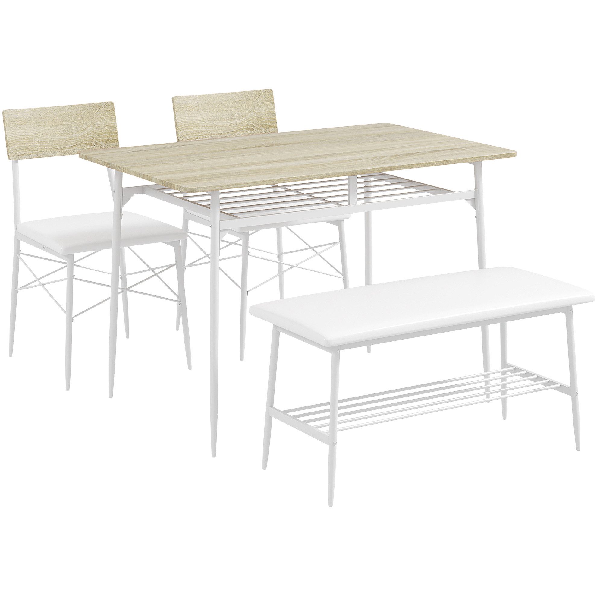 Essgruppe Sitzgruppe 4-tlg. 110x70x75 cm mit 2 Stühlen und Bank