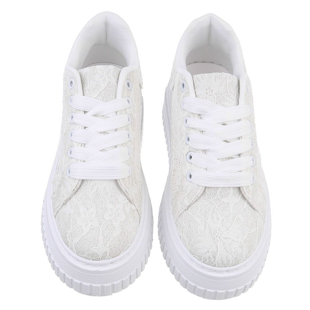 Ital-Design Damen Low-Top Freizeit Sneaker (88460268) Keilabsatz/Wedge Sneakers Low in Weiß