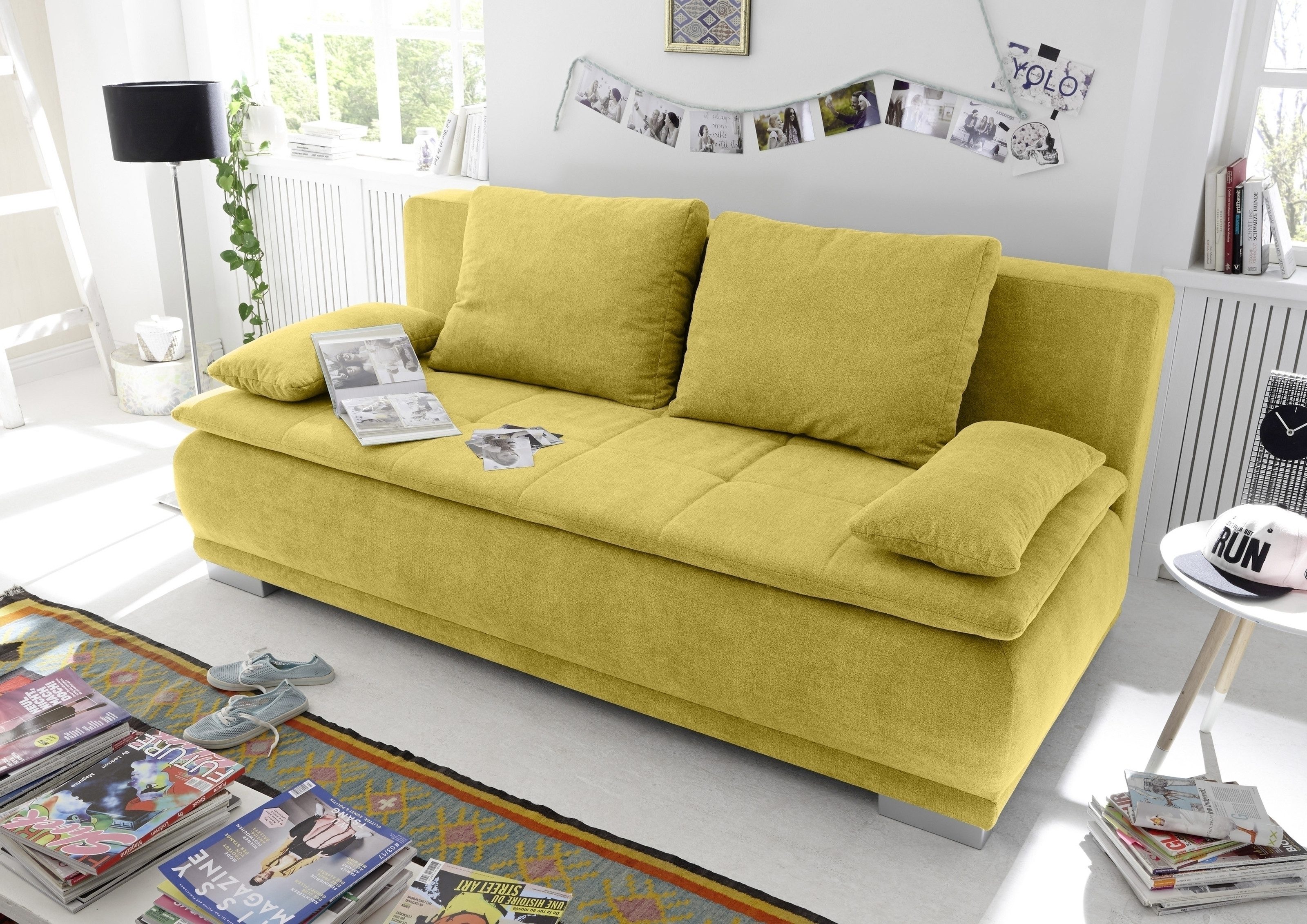 ED EXCITING DESIGN Schlafsofa "Luigi", mit Bettkasten & 2 Armlehnenkissen günstig online kaufen