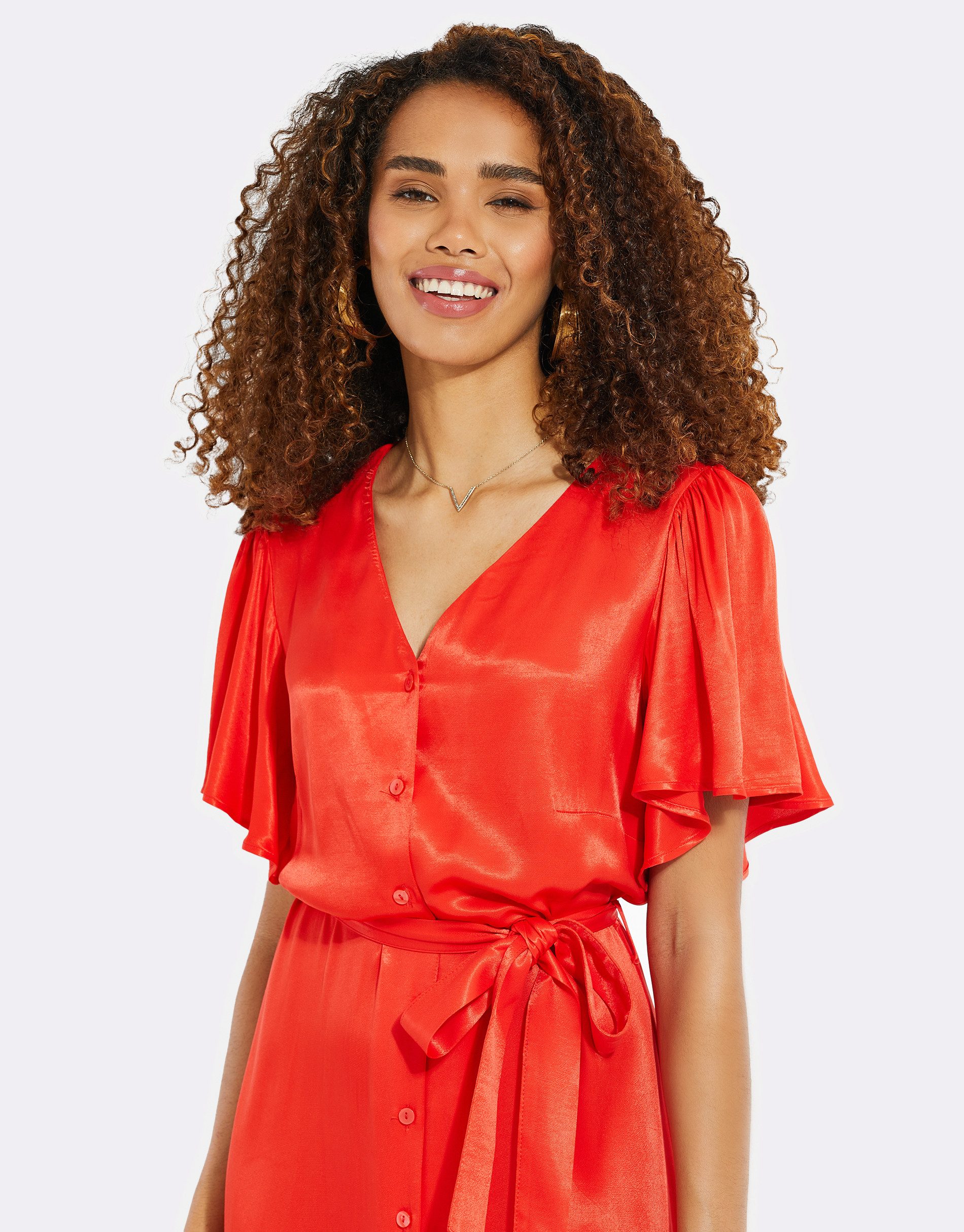 Threadbare Sommerkleid THB Salad Satin Midi (1-tlg) mit tollem Bindeband an der Taille