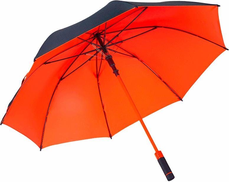 EuroSCHIRM® Stockregenschirm birdiepal® seasons, schwarz/orange, schwarz / orange, Automatik, Schultertragegurt, UV-Schutz 50+