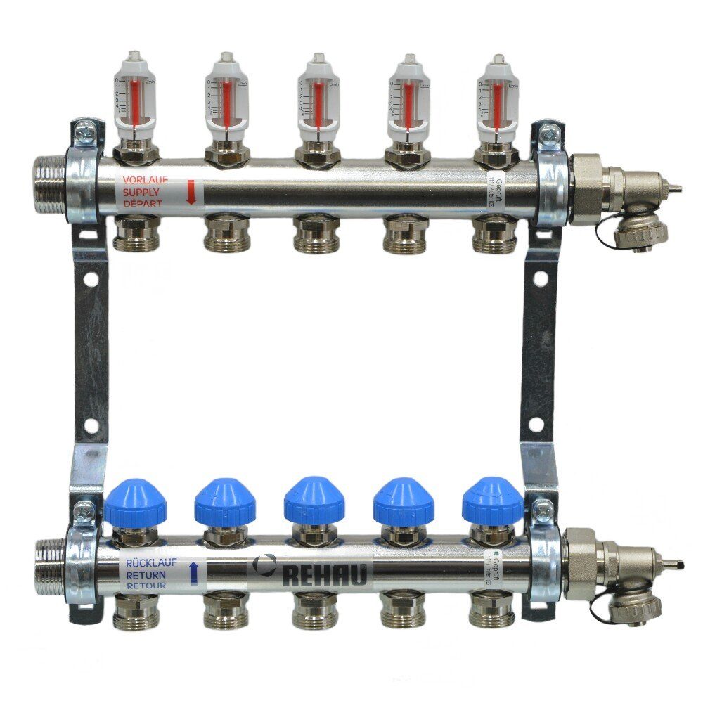 HKV-D Rehau Heizkreisverteiler Rehau Fußbodenheizung für 5 Heizkreise,