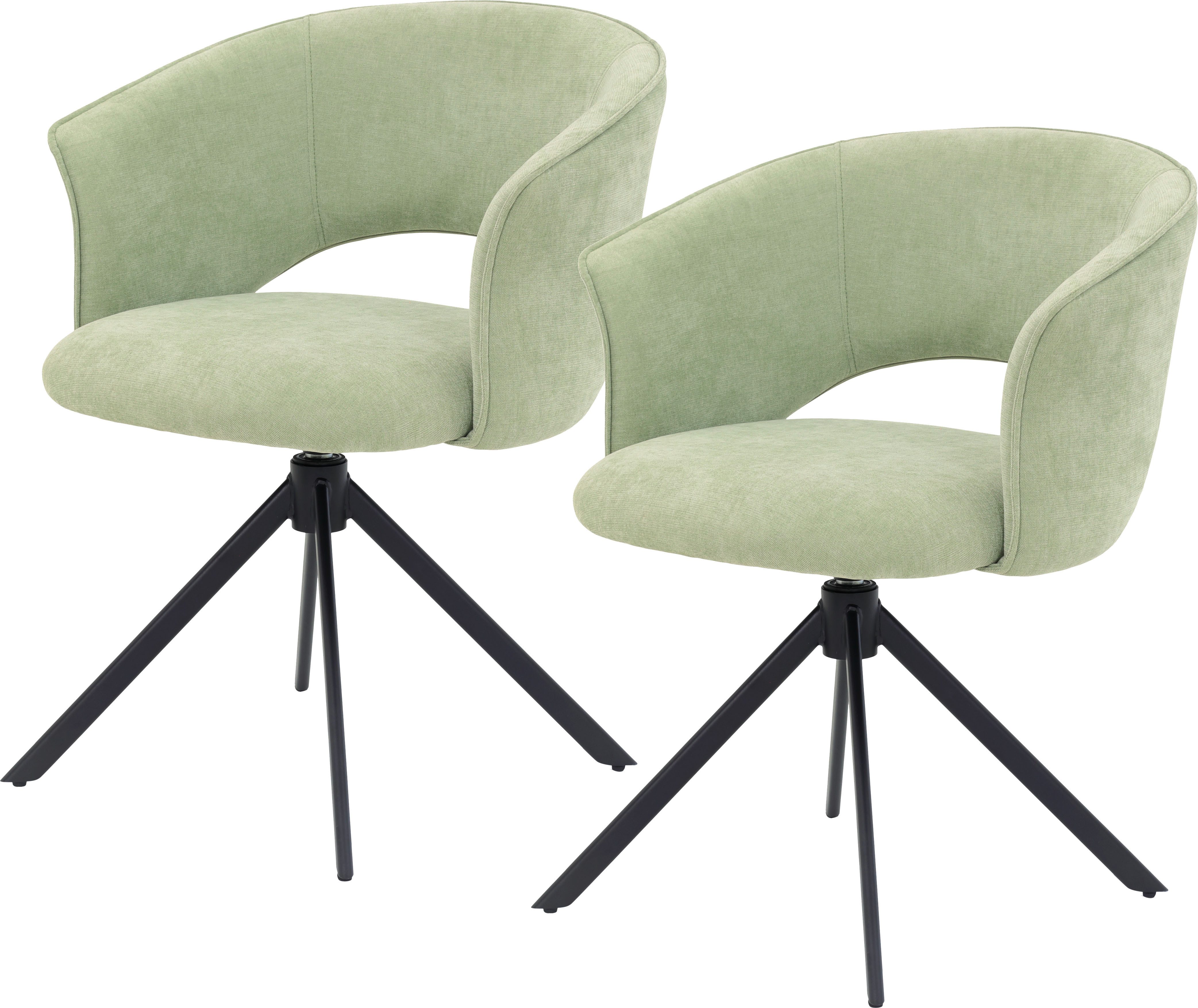 TOM TAILOR HOME Armlehnstuhl CURVY ARMCHAIR (Set, 2 St), mit Armlehnen, drehbar, Rückholfunktion, Rückenausschnitt