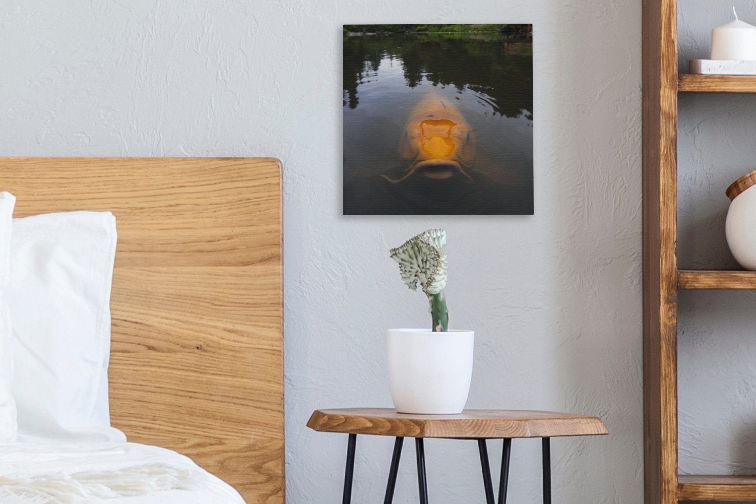 OneMillionCanvasses® Leinwandbild Ein riesiger Koi-Karpfen Bilder für Wasser, Wohnzimmer Schlafzimmer im St), Leinwand (1