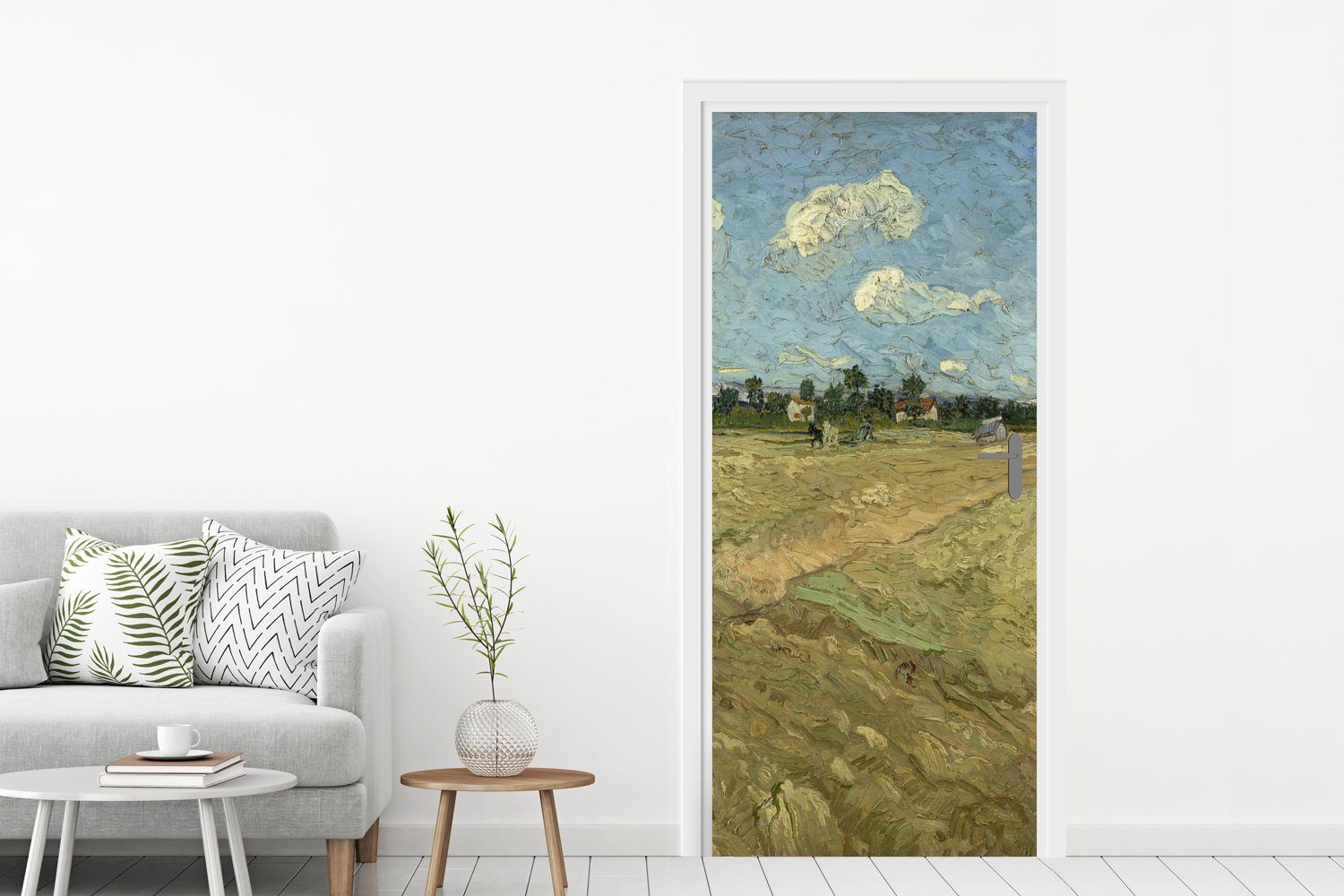 Tür, (1 Türaufkleber, für Felder Gogh, St), Fototapete cm 75x205 MuchoWow - Gepflügte Türtapete Matt, bedruckt, van Vincent