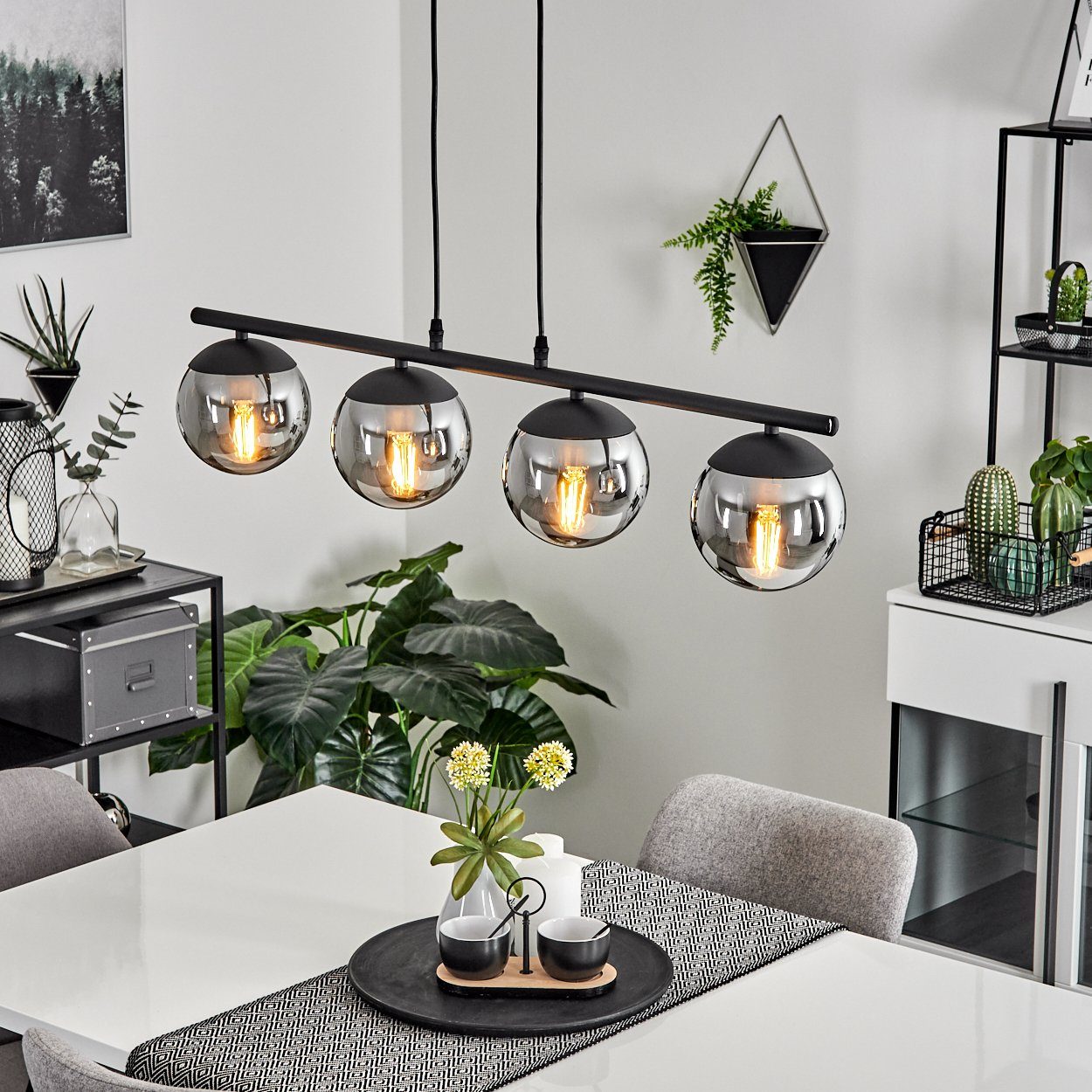 Pendelleuchte 4-flammige Pendel Leuchte Hänge Lampe Ess Wohn Schlaf Raum Beleuchtung