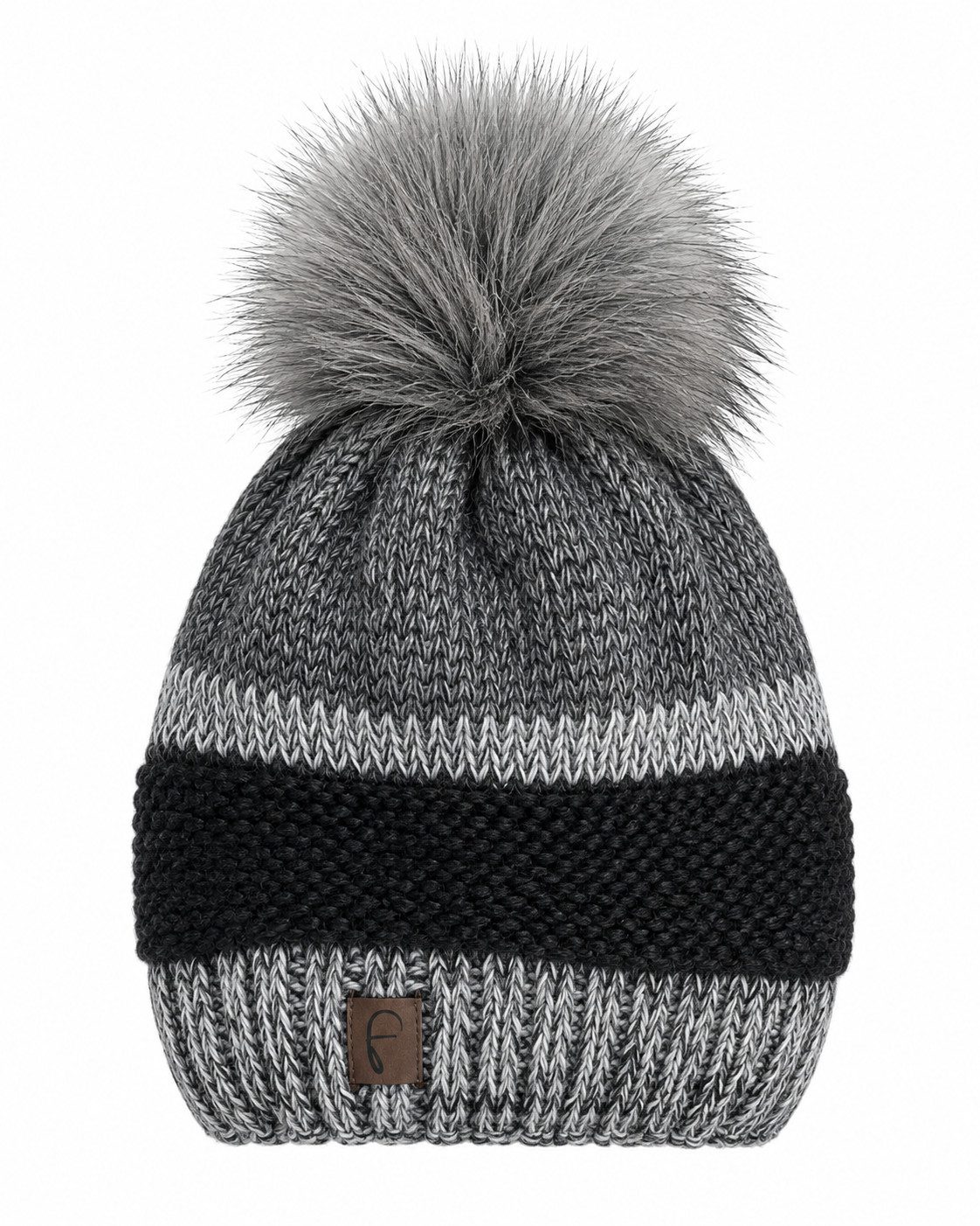 ITALY VIBES Strickmütze LIRIA - Wintermütze mit Pailletten und Bommel - Mütze - ONE SIZE