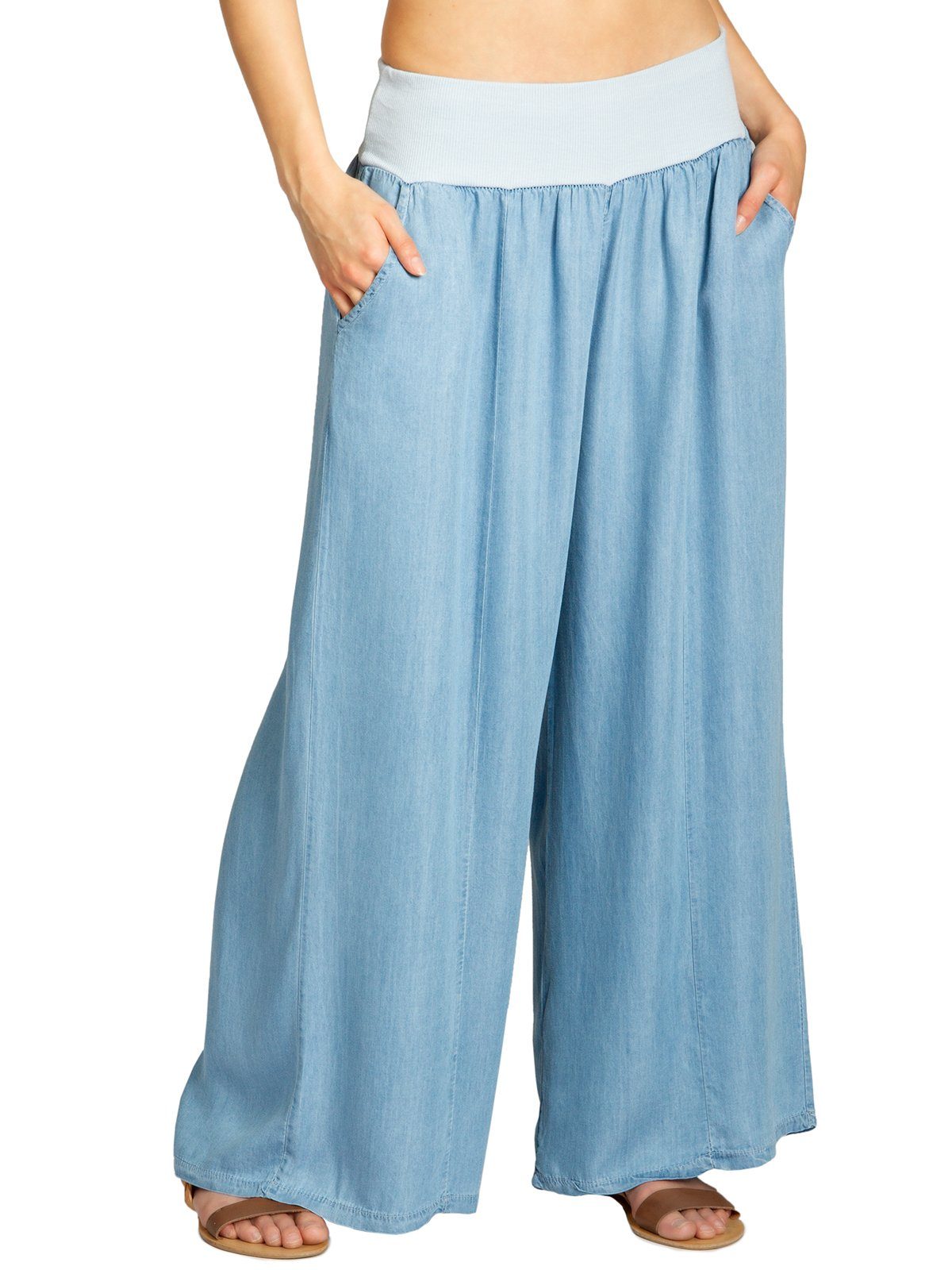 Caspar Stoffhose KHS046 lässig leichte Damen Sommer Culotte Hose mit Jeansoptik