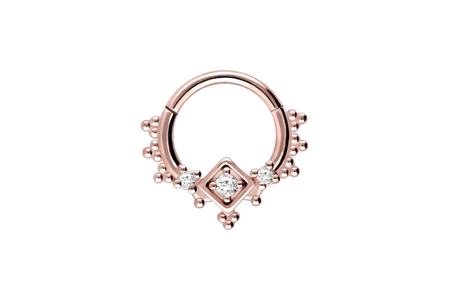 Nasenpiercing Chirurgenstahl Segmentring Clicker 3 KRISTALLE + KUGELN Ohrpiercing