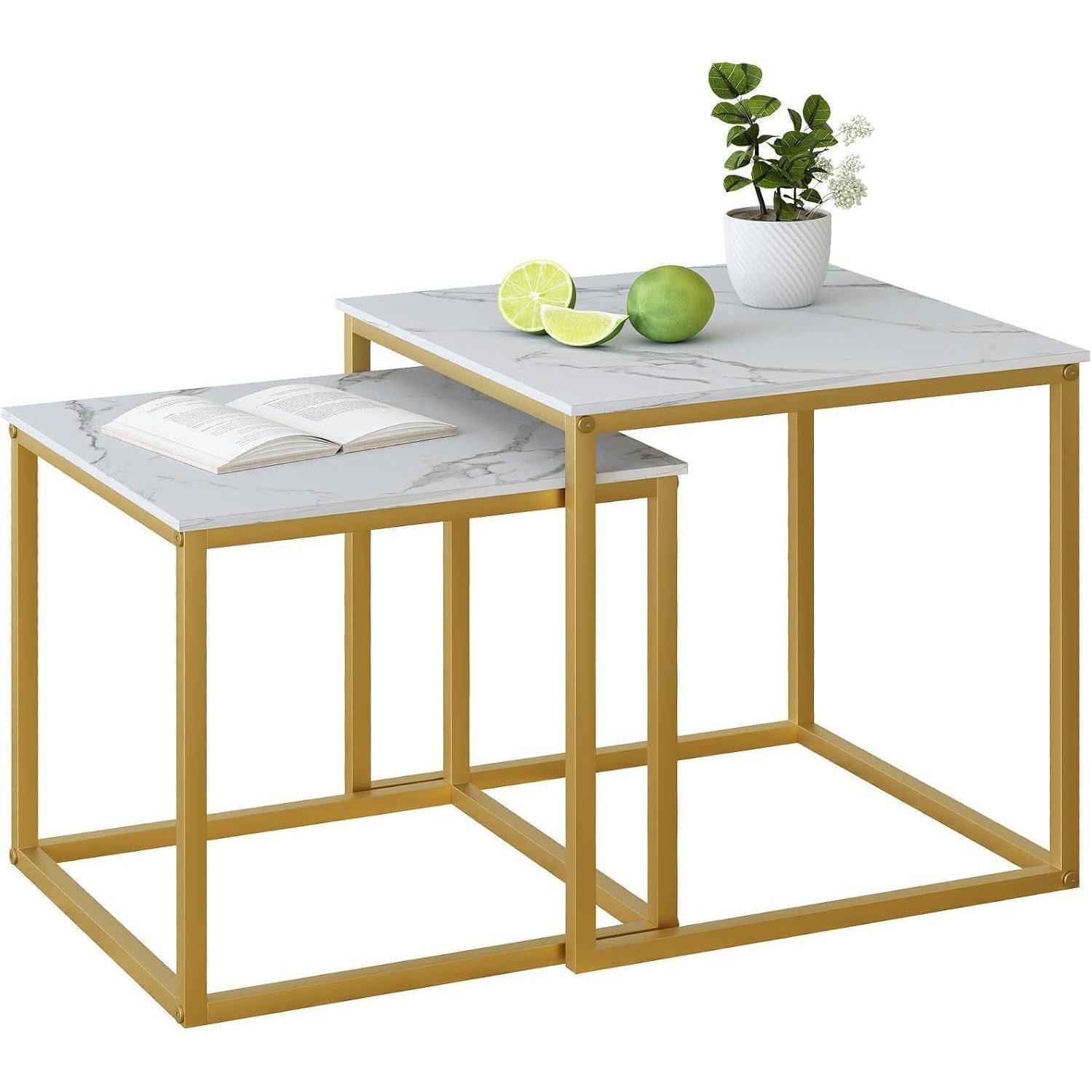 LuxusKollektion Couchtisch Quadratischer Couchtisch 2er Set aus