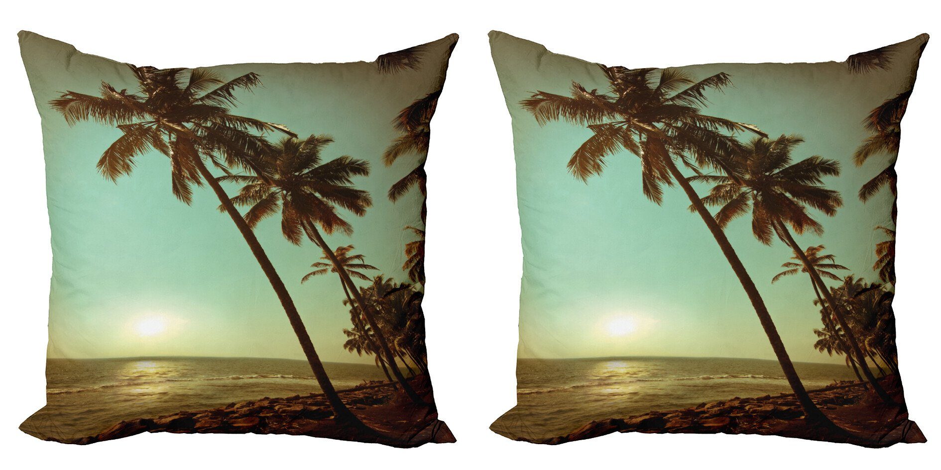 Tropisch Abenddämmerung Digitaldruck, Accent Doppelseitiger Abakuhaus Kissenbezüge (2 Stück), Modern Sunset Pacific