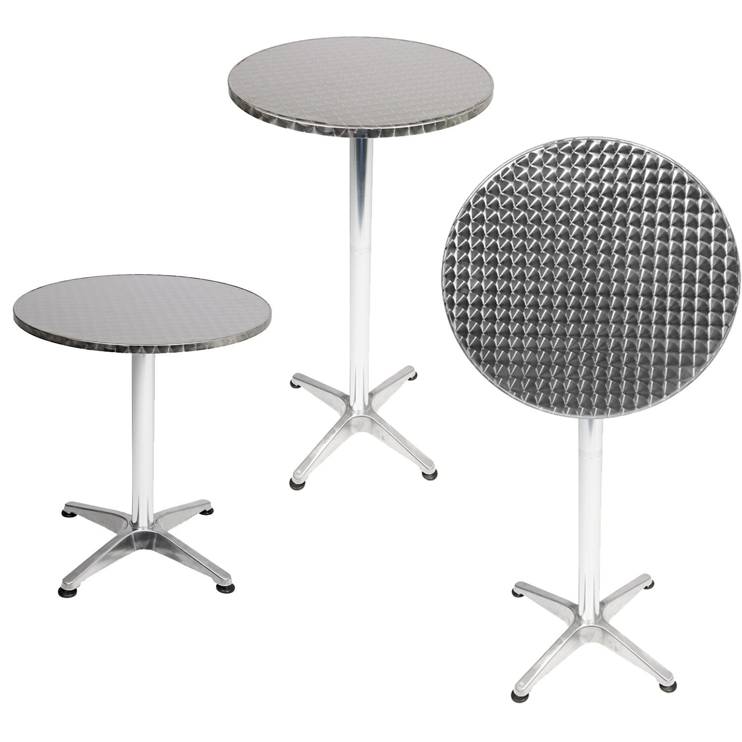 Mojawo Küchentisch Bistrostehtisch rund Silber Ø60cm H70/110cm Höhenverstellbar
