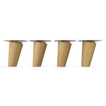 sossai® Möbelfuß Holzfüße Rund schräge Ausführung - Eiche, (4-St), 8cm - 71cm