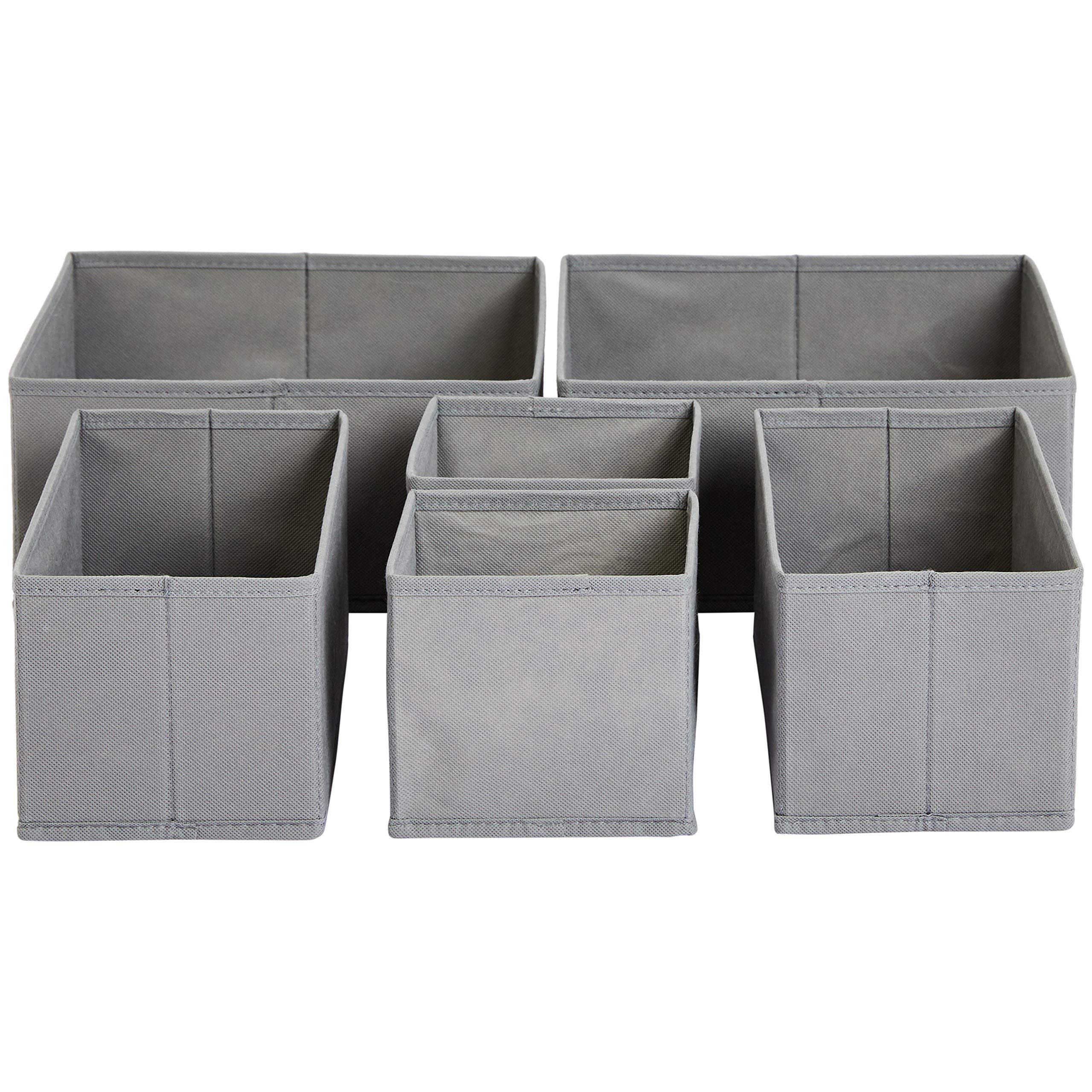 FOUORTUNATE-BEE Aufbewahrungsdose Faltbare Schubladen-Organizer für Kleidung, 6er Set, Grau, Kleiderschrank Aufbewahrungsboxen für Schlafzimmer & Küche