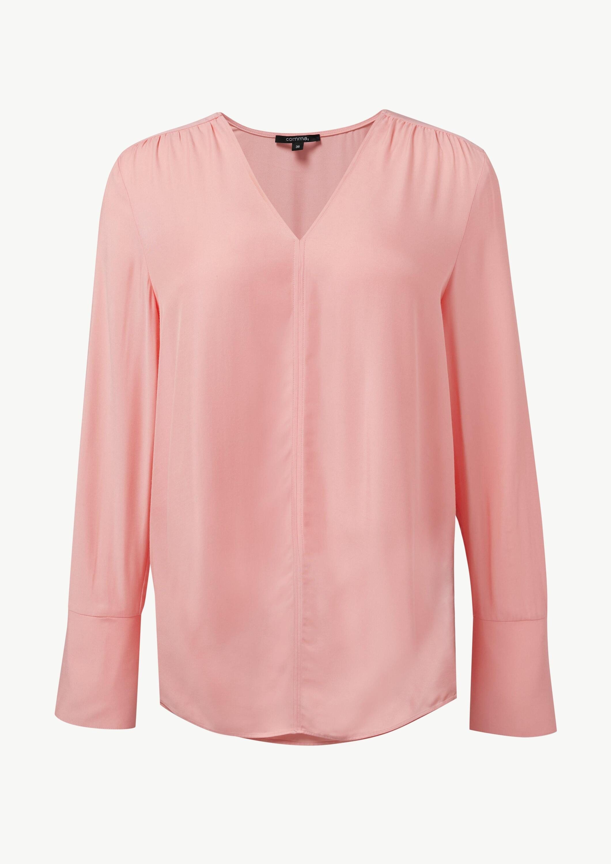 comma Langarmbluse Bluse Viskosebluse mit V-Ausschnitt