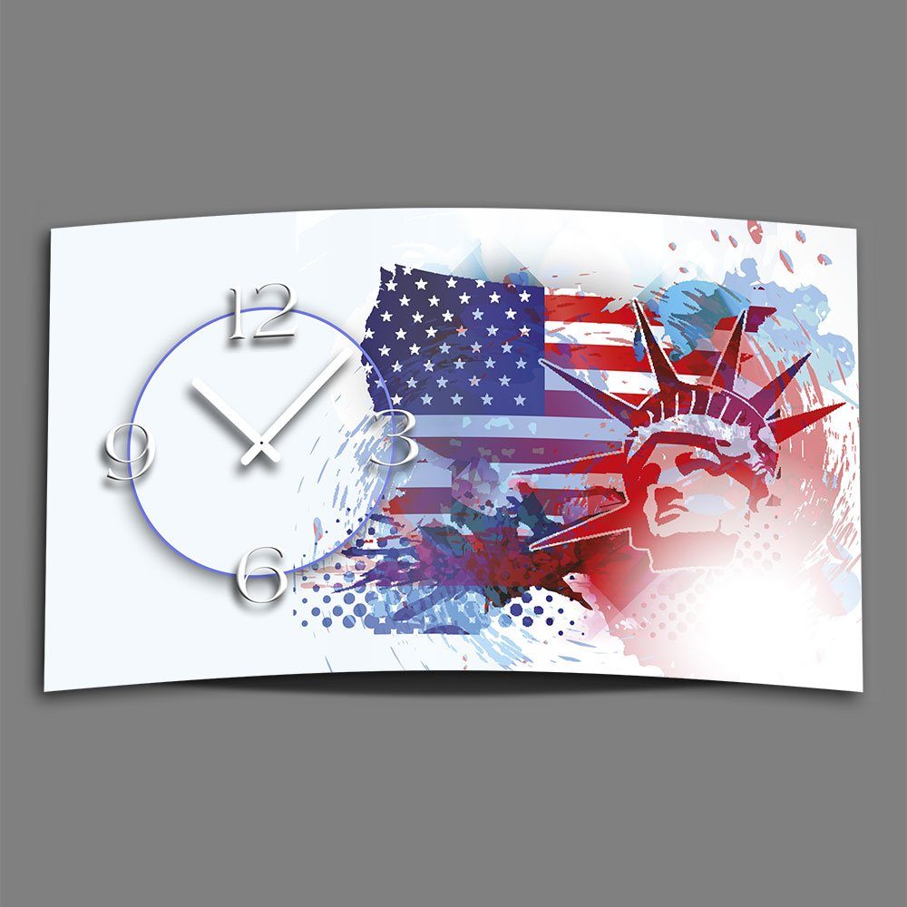 dixtime Wanduhr Digital Designer Art American Dream Designer Wanduhr modernes Wanduhre (Einzigartige 3D-Optik aus 4mm Alu-Dibond)